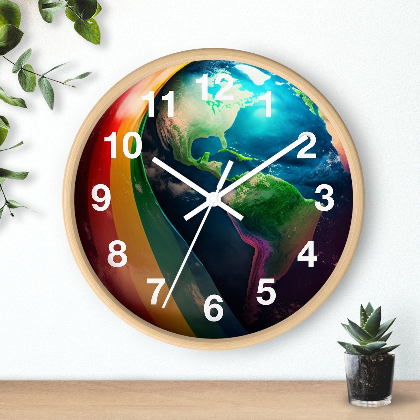 LGBTQWorldwide - ,,GLÜCKLICHE WELT" Accessories, clock, Clocks, home, Home & Living, Home Decor, Indoor lgbtq Bekleidung Accessoires unisex Zubehör