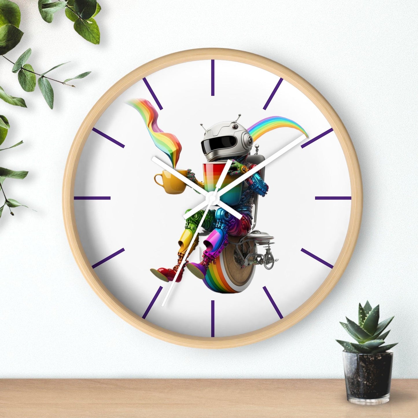 LGBTQWorldwide - ,,LUSTIGER ROBOTER" Accessories, clock, Clocks, home, Home & Living, Home Decor, Indoor lgbtq Bekleidung Accessoires unisex Zubehör