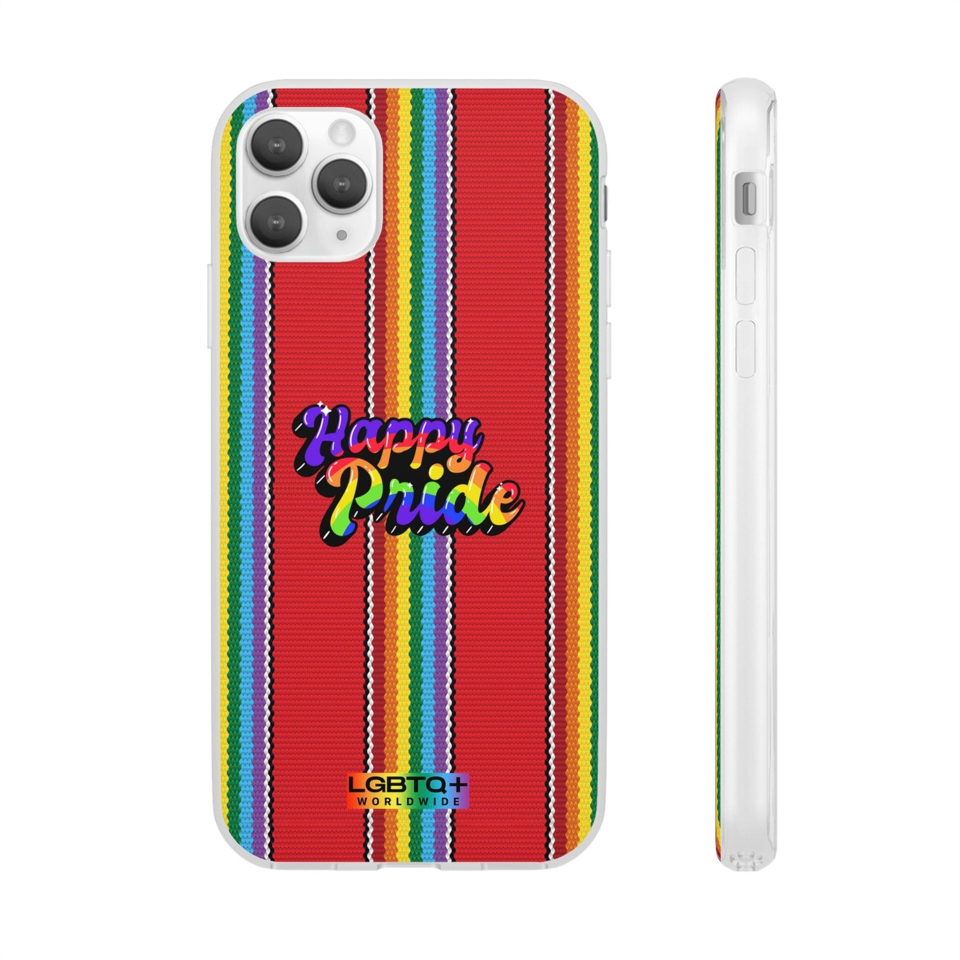 LGBTQWorldwide - ,,HAPPY PRIDE" Flexible Handyhülle Accessories, Case, iPhone, iPhone Cases, Phone accessory, Phone Cases, Samsung Cases, silikon, Valentine's Day promotion lgbtq Bekleidung Accessoires unisex Zubehör