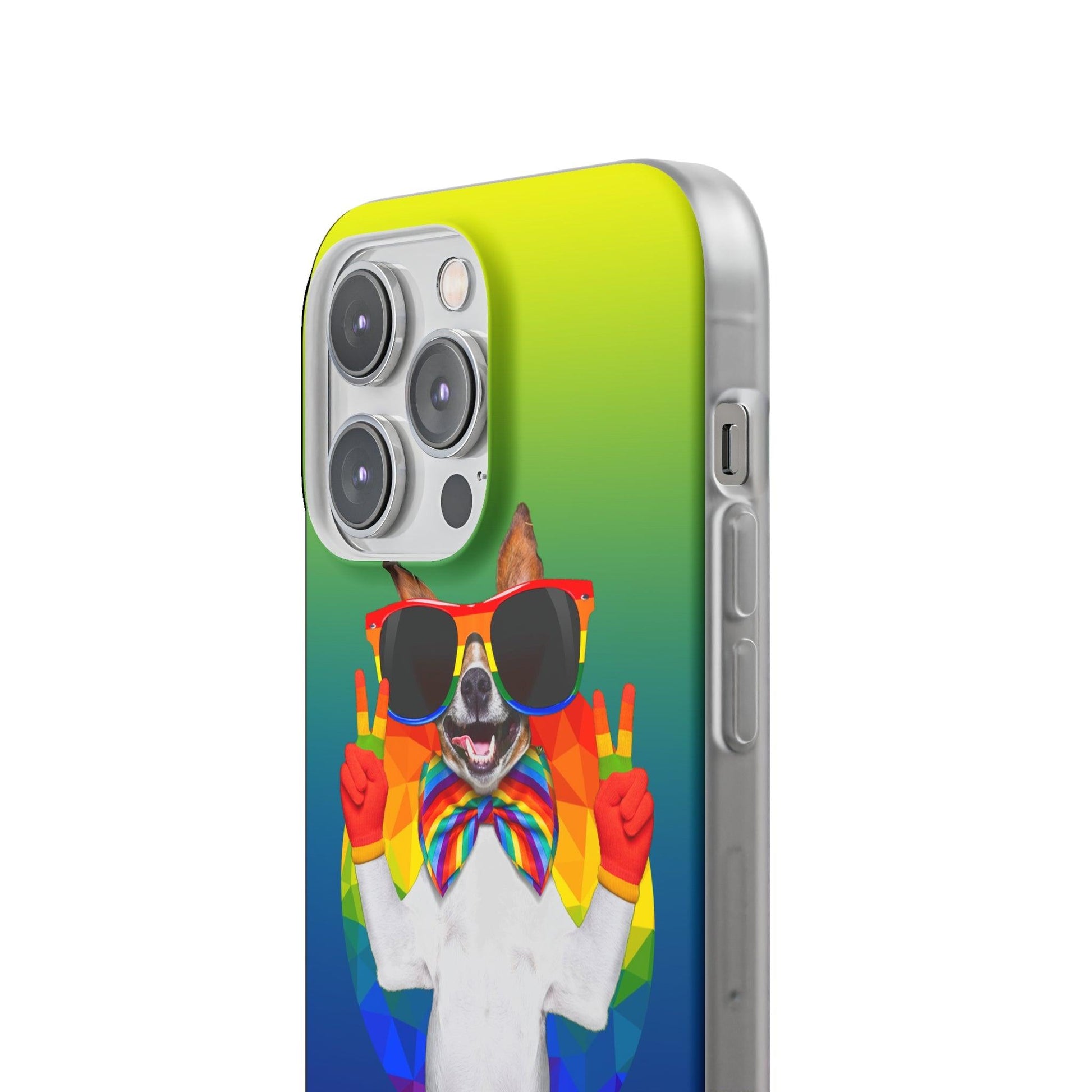 LGBTQWorldwide - ,,GLÜCKLICHER HUND" Flexible Handyhülle Accessories, Case, iPhone, iPhone Cases, Phone accessory, Phone Cases, Samsung Cases, silikon, Valentine's Day promotion lgbtq Bekleidung Accessoires unisex Zubehör