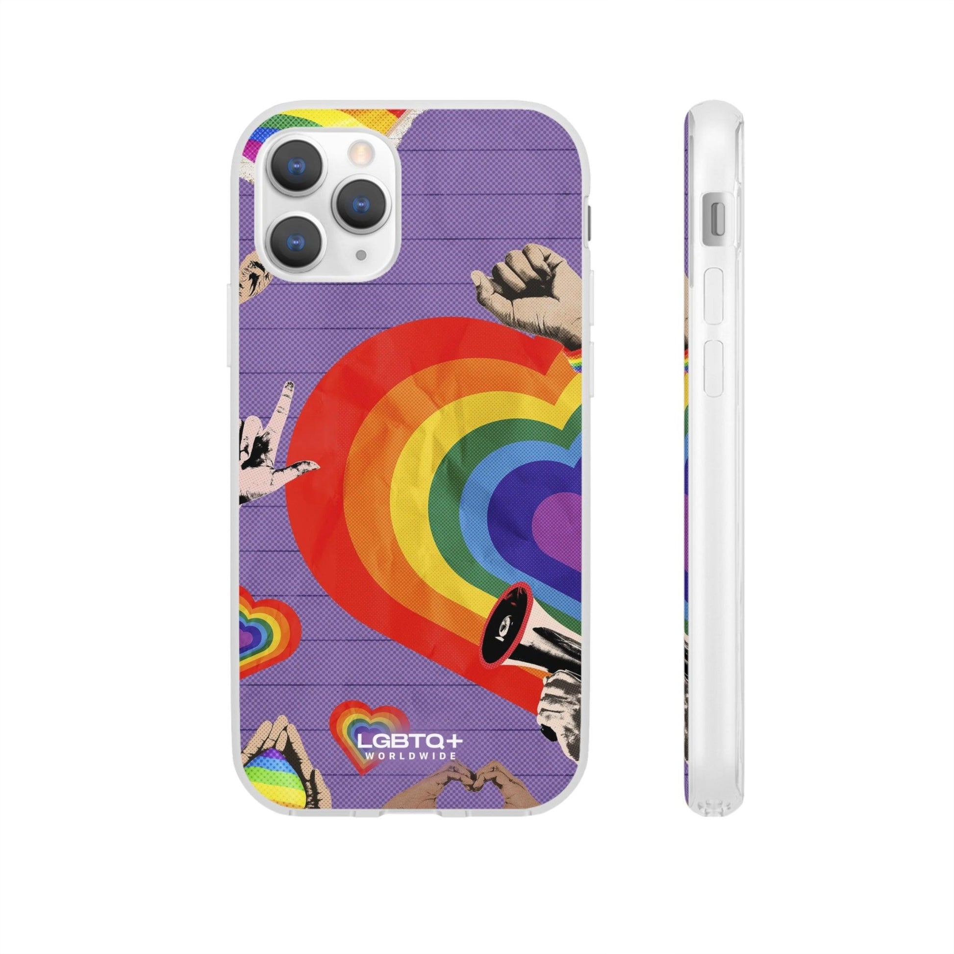 LGBTQWorldwide - ,,REGENBOGEN HERZ" Flexible Handyhülle Accessories, Case, iPhone, iPhone Cases, Phone accessory, Phone Cases, Samsung Cases, silikon, Valentine's Day promotion lgbtq Bekleidung Accessoires unisex Zubehör