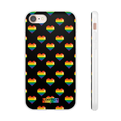 LGBTQWorldwide - ,,RETRO HERZ" Flexible Handyhülle Accessories, Case, iPhone, iPhone Cases, Phone accessory, Phone Cases, Samsung Cases, silikon, Valentine's Day promotion lgbtq Bekleidung Accessoires unisex Zubehör