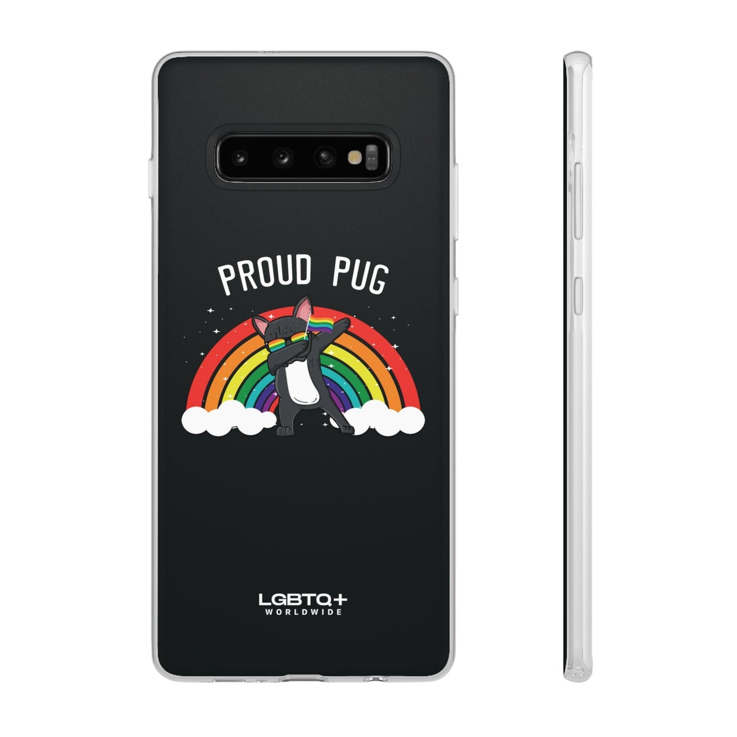 LGBTQWorldwide - ,,PROUD PUG" Flexible Handyhülle Accessories, Case, iPhone, iPhone Cases, Phone accessory, Phone Cases, Samsung Cases, silikon, Valentine's Day promotion lgbtq Bekleidung Accessoires unisex Zubehör