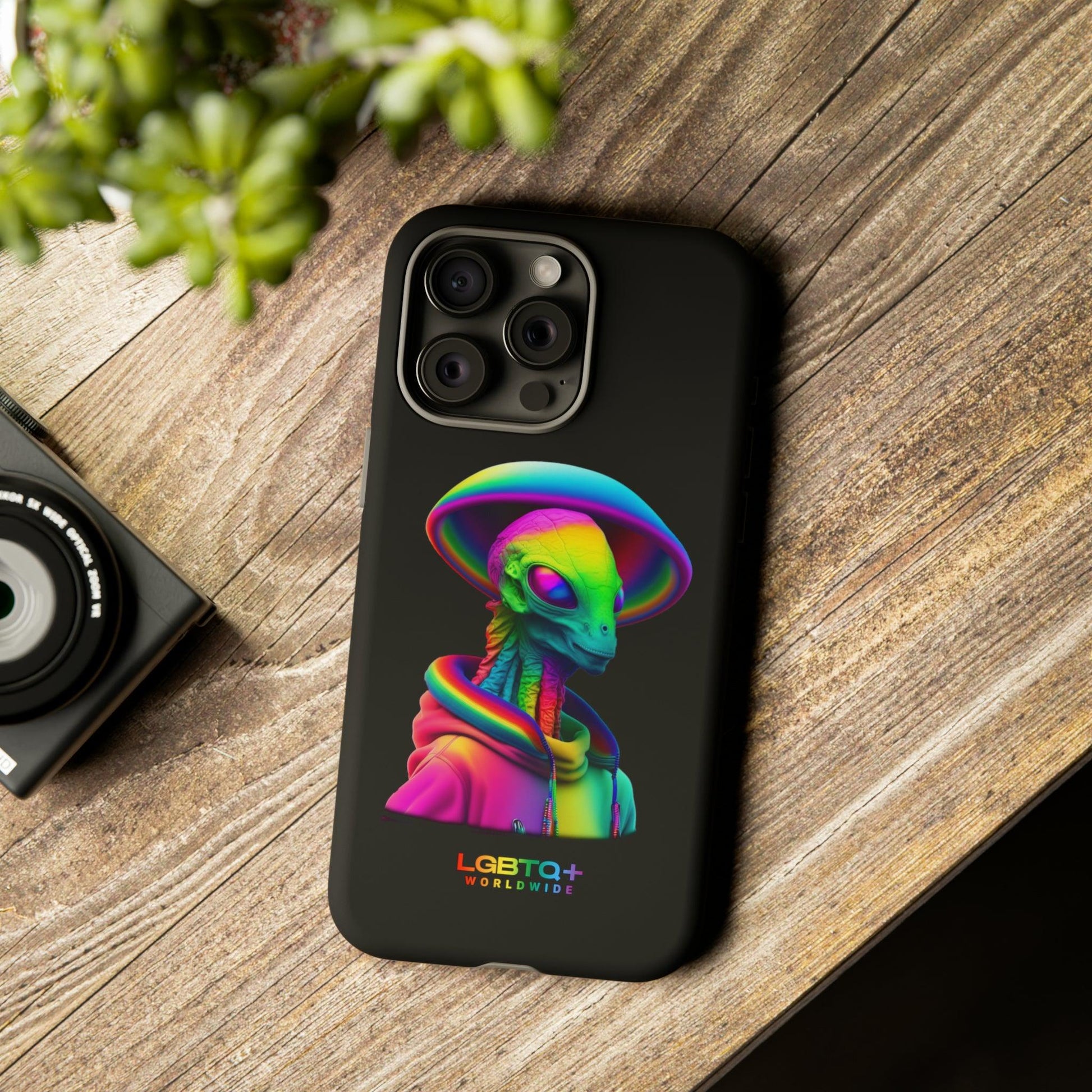 LGBTQWorldwide - ,,GLÜCKLICHES ALIEN" Doppelgehäuse Handyhülle Accessories, Glossy, iPhone Cases, Matte, Phone accessory, Phone Cases, Samsung Cases, tough, Valentine's Day Picks lgbtq Bekleidung Accessoires unisex Zubehör