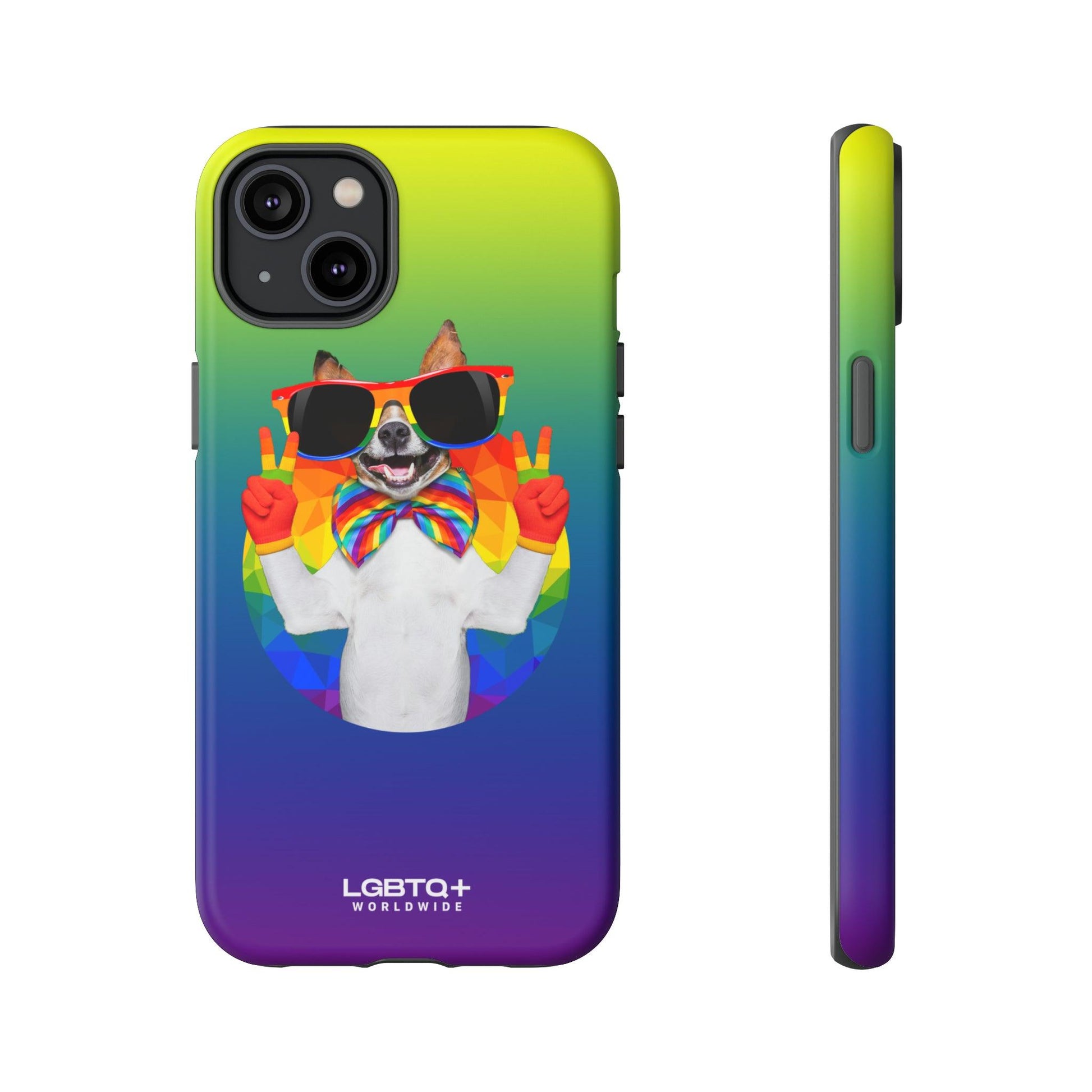 LGBTQWorldwide - ,,GLÜCKLICHER HUND" Doppelgehäuse Handyhülle Accessories, Glossy, iPhone Cases, Matte, Phone accessory, Phone Cases, Samsung Cases, Thermo, Valentine's Day Picks lgbtq Bekleidung Accessoires unisex Zubehör