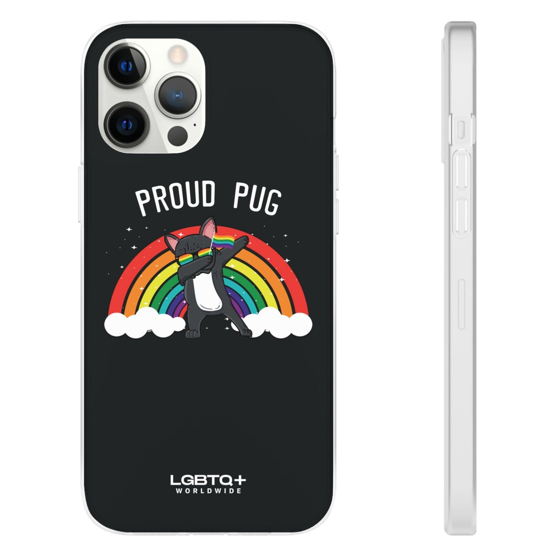 LGBTQWorldwide - ,,PROUD PUG" Flexible Handyhülle Accessories, Case, iPhone, iPhone Cases, Phone accessory, Phone Cases, Samsung Cases, silikon, Valentine's Day promotion lgbtq Bekleidung Accessoires unisex Zubehör