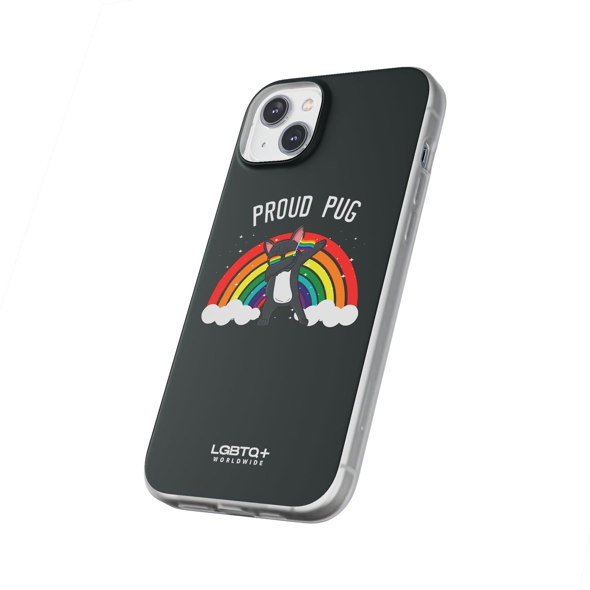 LGBTQWorldwide - ,,PROUD PUG" Flexible Handyhülle Accessories, Case, iPhone, iPhone Cases, Phone accessory, Phone Cases, Samsung Cases, silikon, Valentine's Day promotion lgbtq Bekleidung Accessoires unisex Zubehör