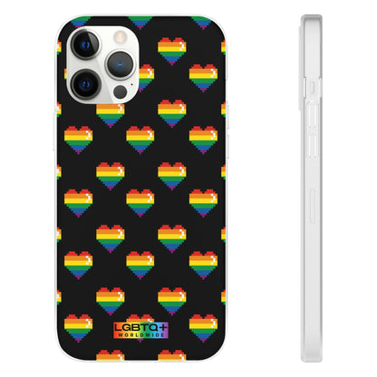 LGBTQWorldwide - ,,RETRO HERZ" Flexible Handyhülle Accessories, Case, iPhone, iPhone Cases, Phone accessory, Phone Cases, Samsung Cases, silikon, Valentine's Day promotion lgbtq Bekleidung Accessoires unisex Zubehör