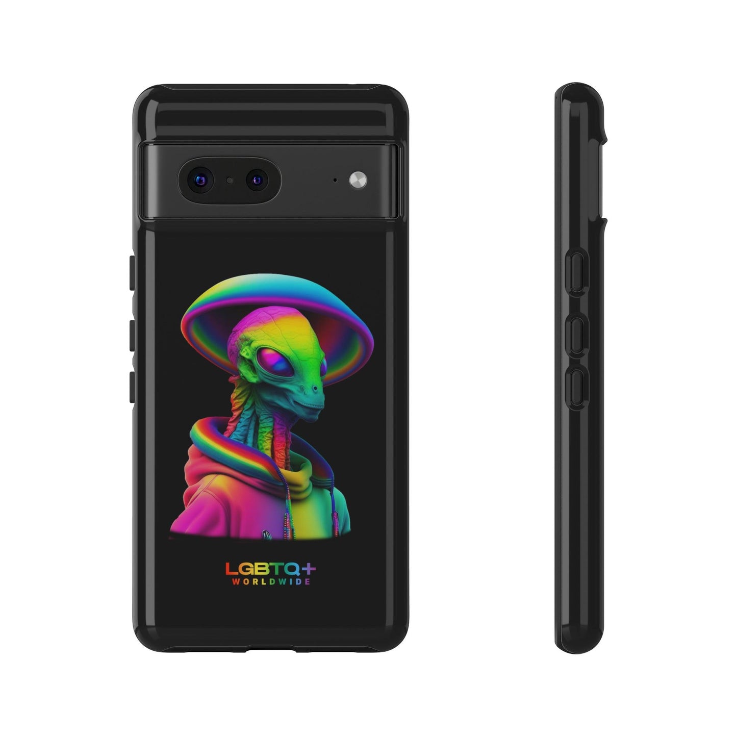 LGBTQWorldwide - ,,GLÜCKLICHES ALIEN" Doppelgehäuse Handyhülle Accessories, Glossy, iPhone Cases, Matte, Phone accessory, Phone Cases, Samsung Cases, tough, Valentine's Day Picks lgbtq Bekleidung Accessoires unisex Zubehör