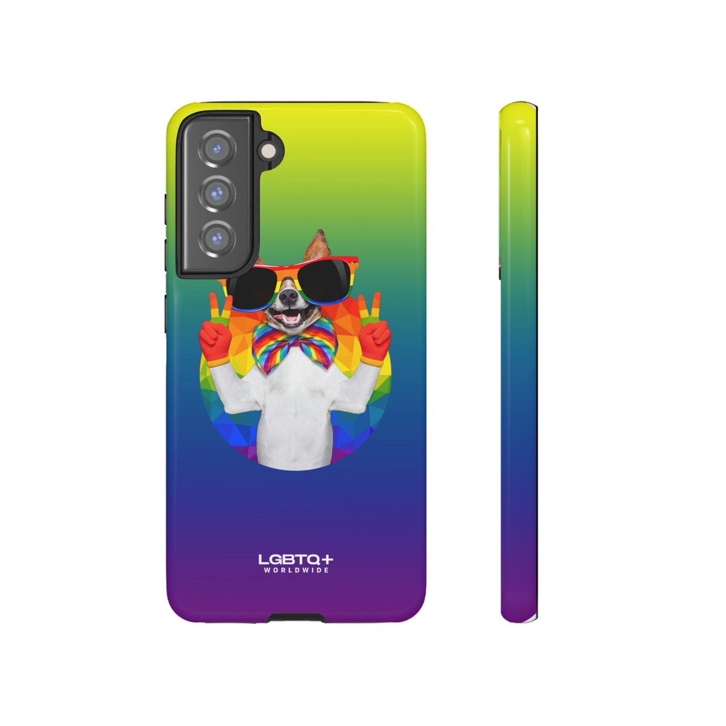 LGBTQWorldwide - ,,GLÜCKLICHER HUND" Doppelgehäuse Handyhülle Accessories, Glossy, iPhone Cases, Matte, Phone accessory, Phone Cases, Samsung Cases, Thermo, Valentine's Day Picks lgbtq Bekleidung Accessoires unisex Zubehör