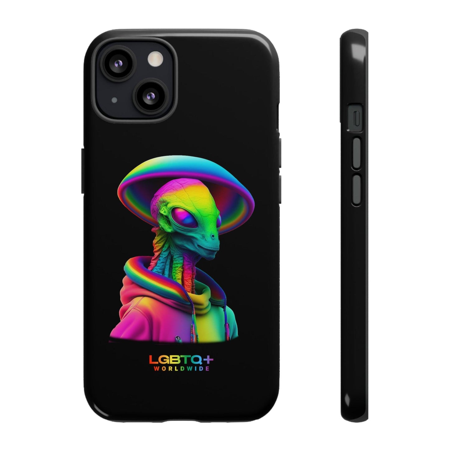 LGBTQWorldwide - ,,GLÜCKLICHES ALIEN" Doppelgehäuse Handyhülle Accessories, Glossy, iPhone Cases, Matte, Phone accessory, Phone Cases, Samsung Cases, tough, Valentine's Day Picks lgbtq Bekleidung Accessoires unisex Zubehör