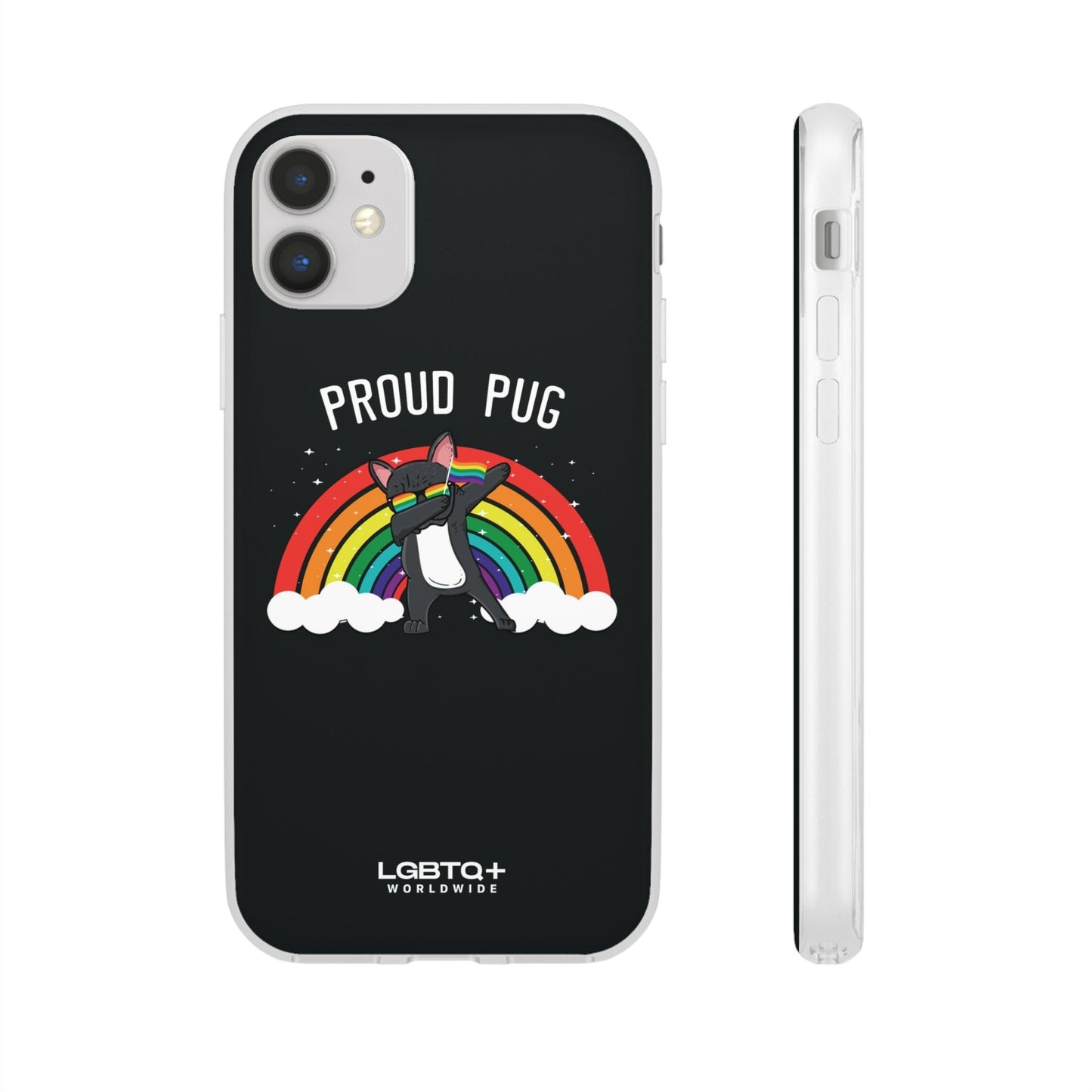 LGBTQWorldwide - ,,PROUD PUG" Flexible Handyhülle Accessories, Case, iPhone, iPhone Cases, Phone accessory, Phone Cases, Samsung Cases, silikon, Valentine's Day promotion lgbtq Bekleidung Accessoires unisex Zubehör