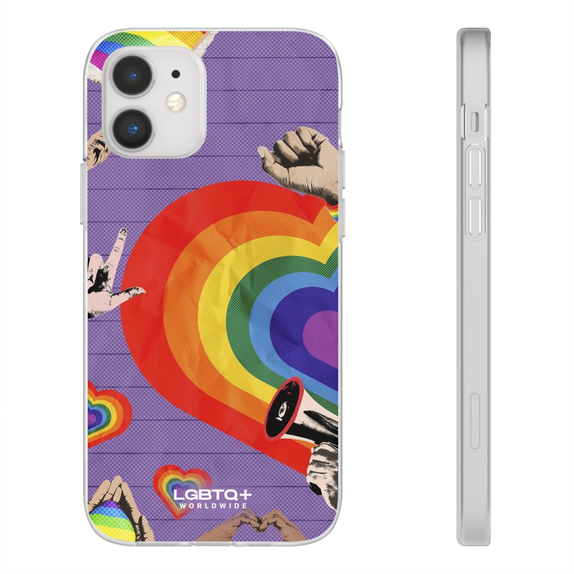 LGBTQWorldwide - ,,REGENBOGEN HERZ" Flexible Handyhülle Accessories, Case, iPhone, iPhone Cases, Phone accessory, Phone Cases, Samsung Cases, silikon, Valentine's Day promotion lgbtq Bekleidung Accessoires unisex Zubehör