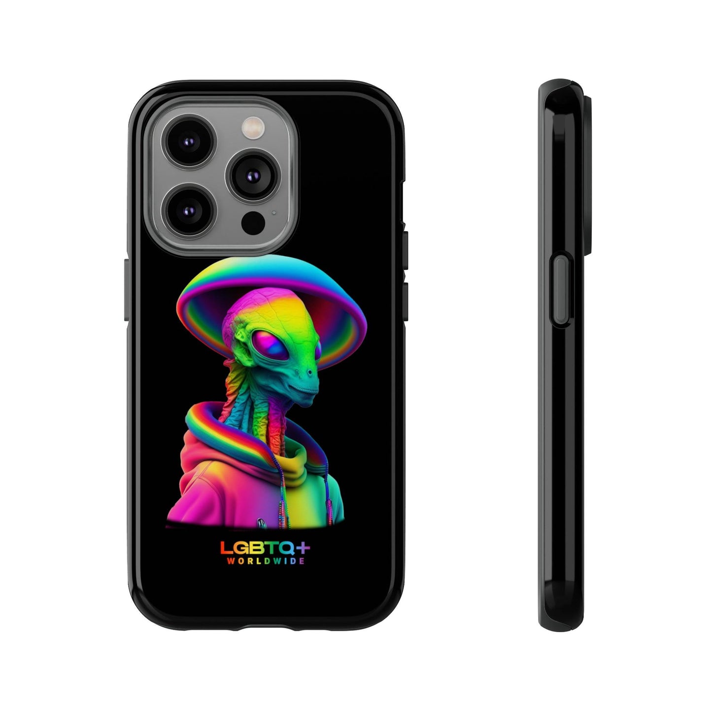 LGBTQWorldwide - ,,GLÜCKLICHES ALIEN" Doppelgehäuse Handyhülle Accessories, Glossy, iPhone Cases, Matte, Phone accessory, Phone Cases, Samsung Cases, tough, Valentine's Day Picks lgbtq Bekleidung Accessoires unisex Zubehör