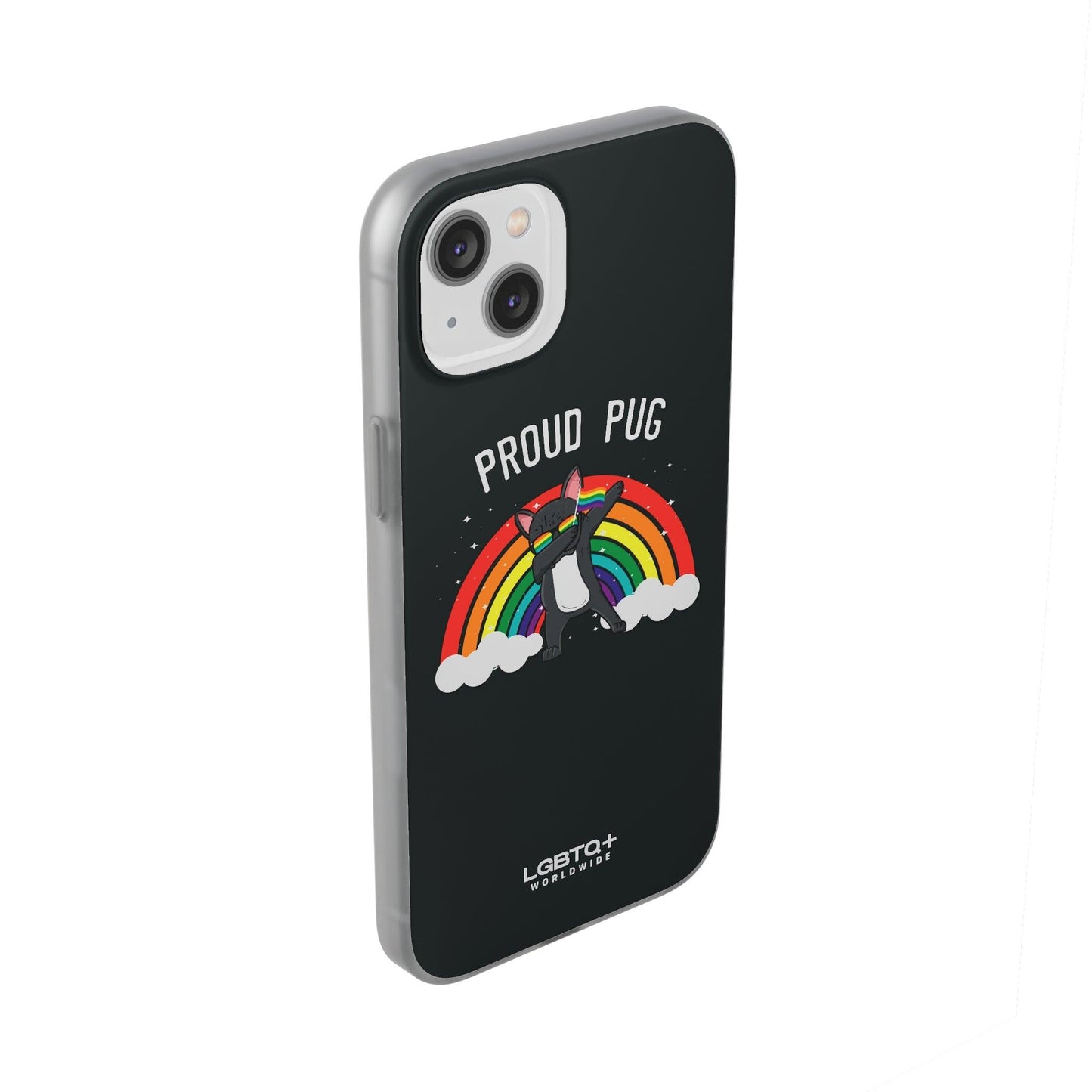 LGBTQWorldwide - ,,PROUD PUG" Flexible Handyhülle Accessories, Case, iPhone, iPhone Cases, Phone accessory, Phone Cases, Samsung Cases, silikon, Valentine's Day promotion lgbtq Bekleidung Accessoires unisex Zubehör