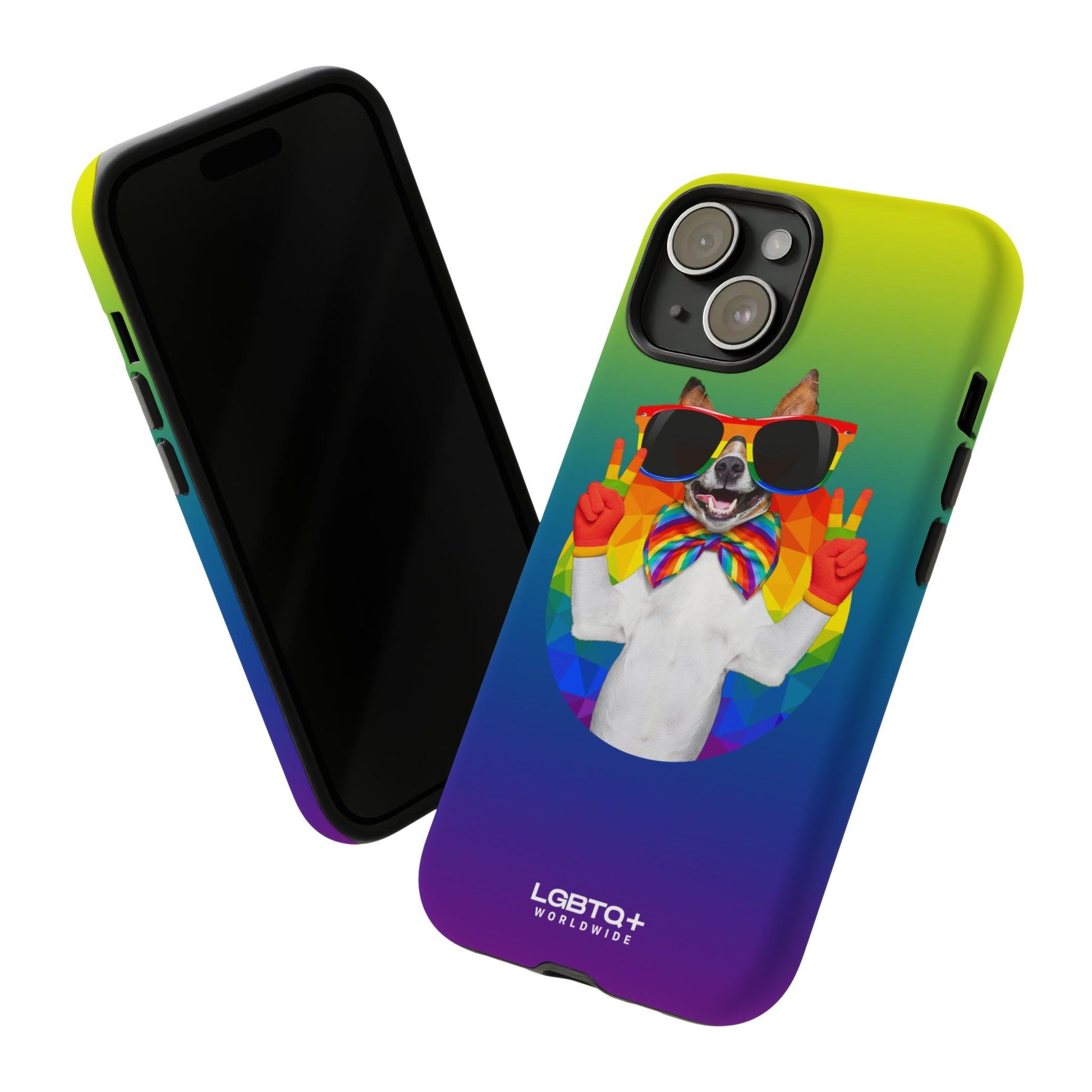 LGBTQWorldwide - ,,GLÜCKLICHER HUND" Doppelgehäuse Handyhülle Accessories, Glossy, iPhone Cases, Matte, Phone accessory, Phone Cases, Samsung Cases, Thermo, Valentine's Day Picks lgbtq Bekleidung Accessoires unisex Zubehör