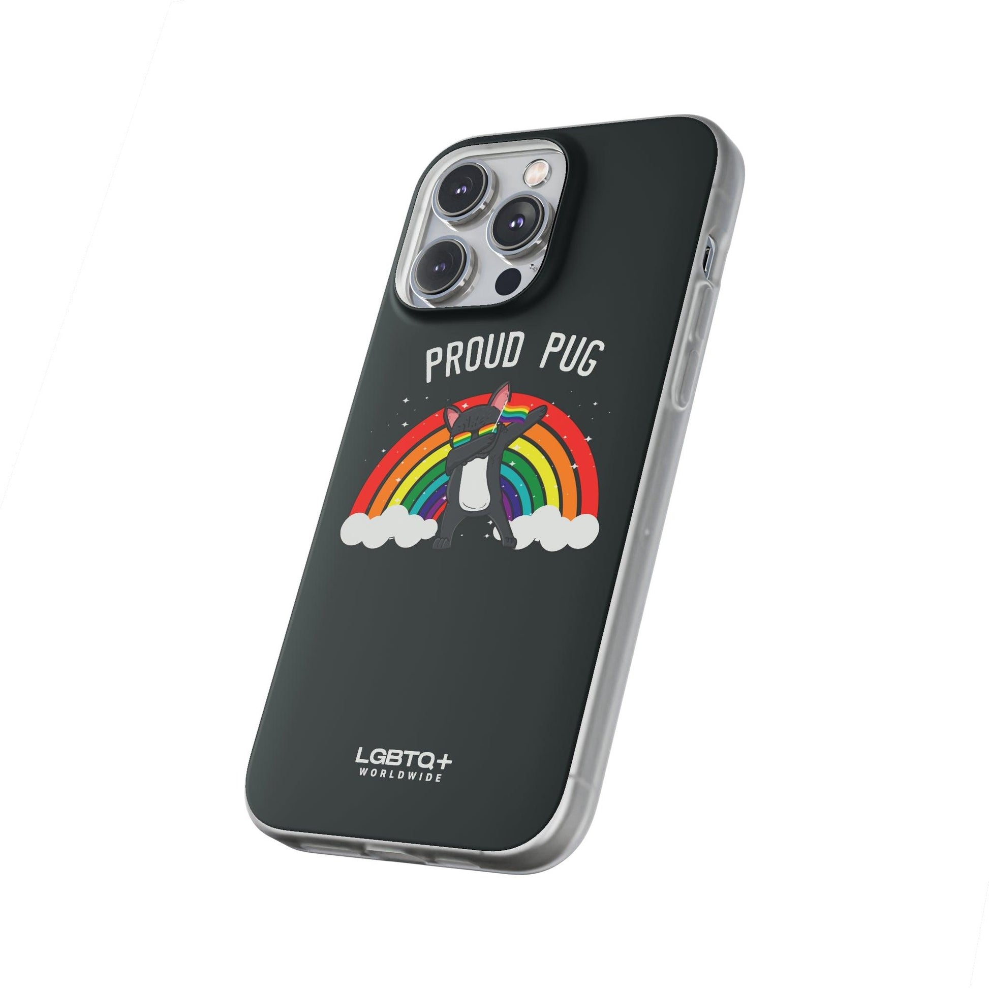 LGBTQWorldwide - ,,PROUD PUG" Flexible Handyhülle Accessories, Case, iPhone, iPhone Cases, Phone accessory, Phone Cases, Samsung Cases, silikon, Valentine's Day promotion lgbtq Bekleidung Accessoires unisex Zubehör