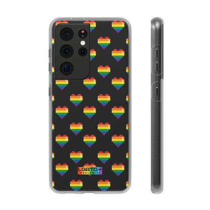 LGBTQWorldwide - ,,RETRO HERZ" Flexible Handyhülle Accessories, Case, iPhone, iPhone Cases, Phone accessory, Phone Cases, Samsung Cases, silikon, Valentine's Day promotion lgbtq Bekleidung Accessoires unisex Zubehör