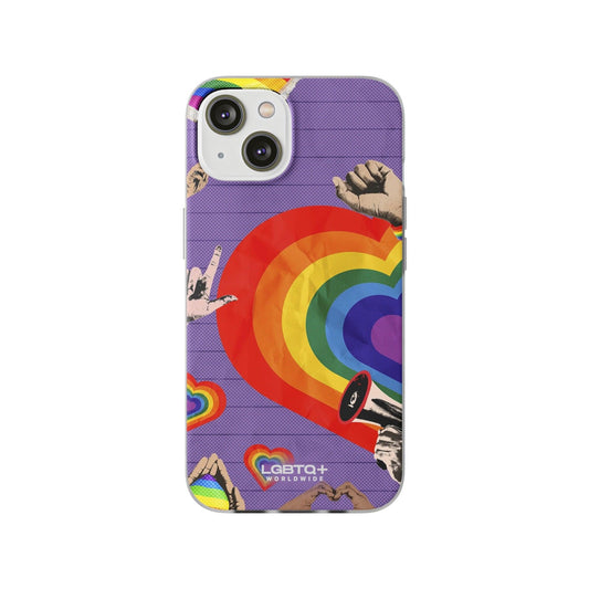 LGBTQWorldwide - ,,REGENBOGEN HERZ" Flexible Handyhülle Accessories, Case, iPhone, iPhone Cases, Phone accessory, Phone Cases, Samsung Cases, silikon, Valentine's Day promotion lgbtq Bekleidung Accessoires unisex Zubehör