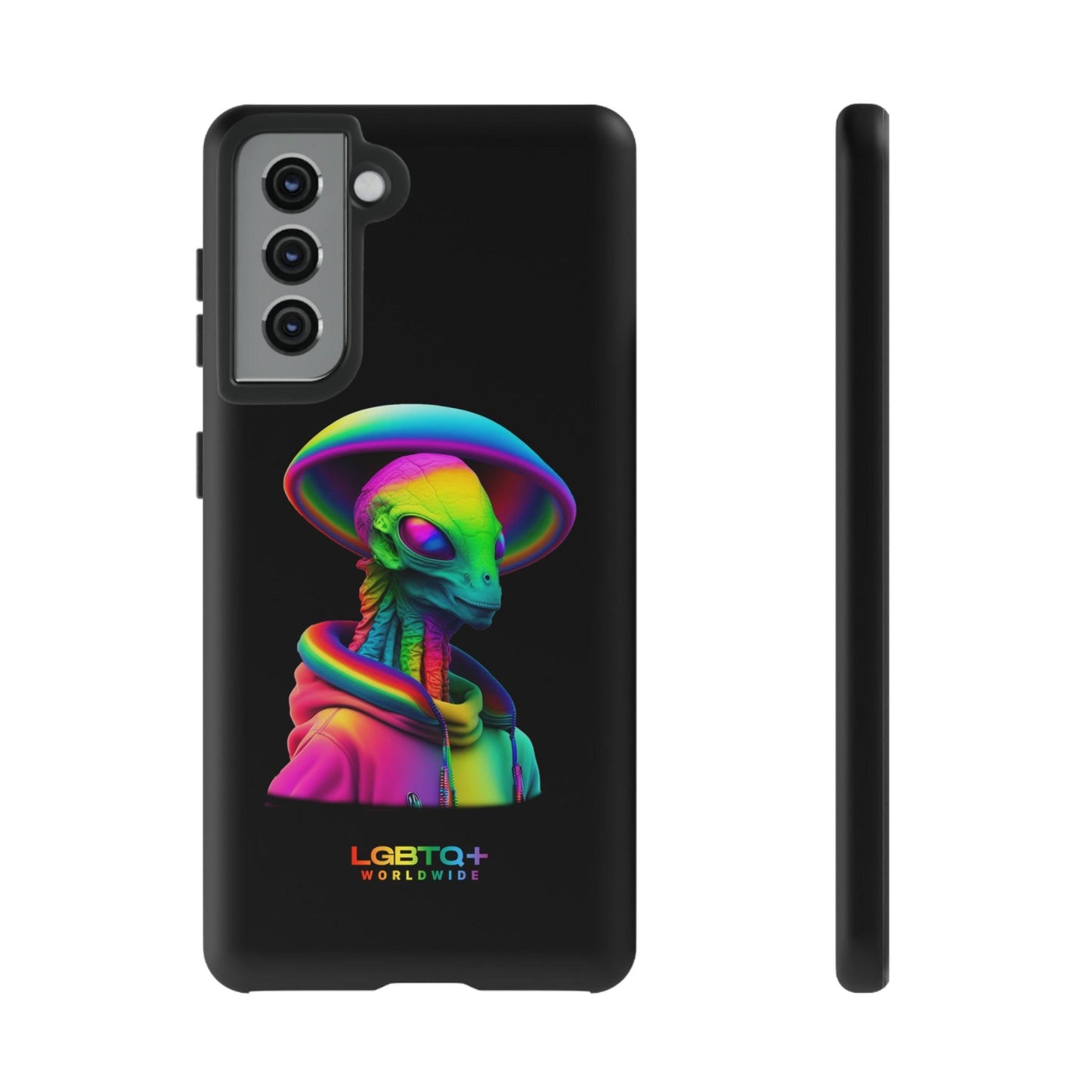 LGBTQWorldwide - ,,GLÜCKLICHES ALIEN" Doppelgehäuse Handyhülle Accessories, Glossy, iPhone Cases, Matte, Phone accessory, Phone Cases, Samsung Cases, tough, Valentine's Day Picks lgbtq Bekleidung Accessoires unisex Zubehör