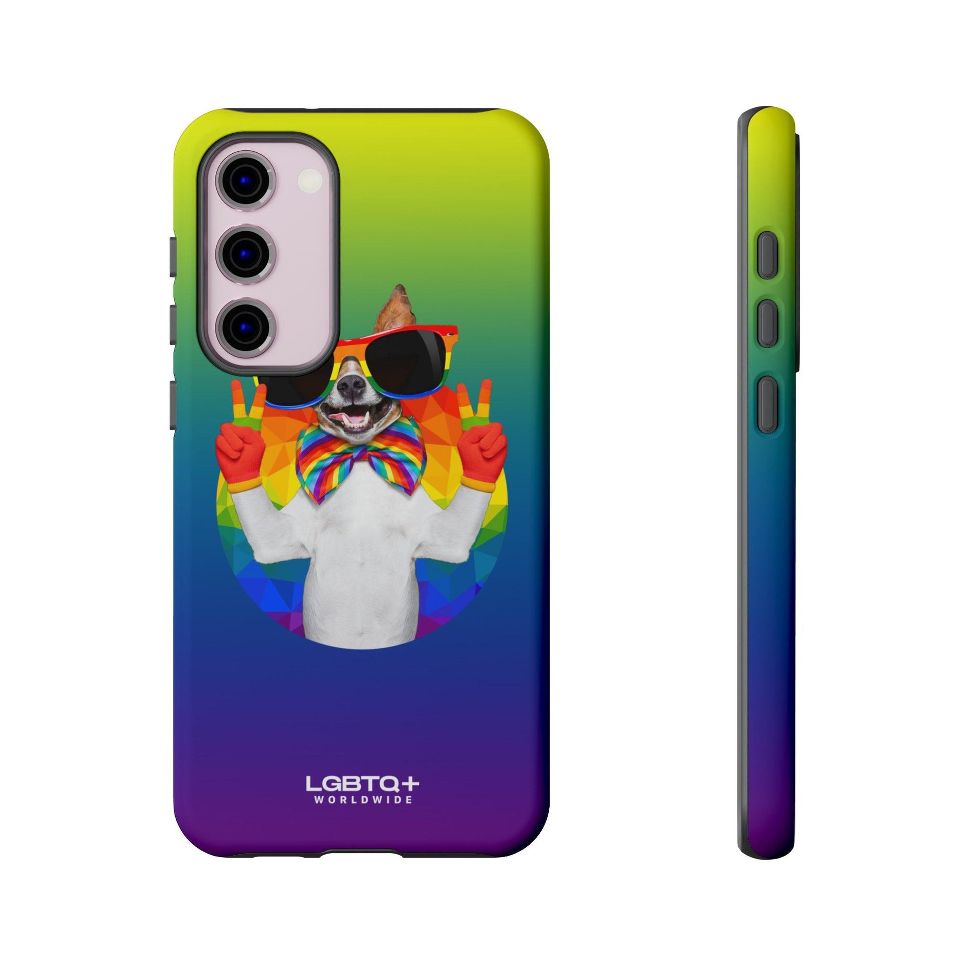 LGBTQWorldwide - ,,GLÜCKLICHER HUND" Doppelgehäuse Handyhülle Accessories, Glossy, iPhone Cases, Matte, Phone accessory, Phone Cases, Samsung Cases, Thermo, Valentine's Day Picks lgbtq Bekleidung Accessoires unisex Zubehör