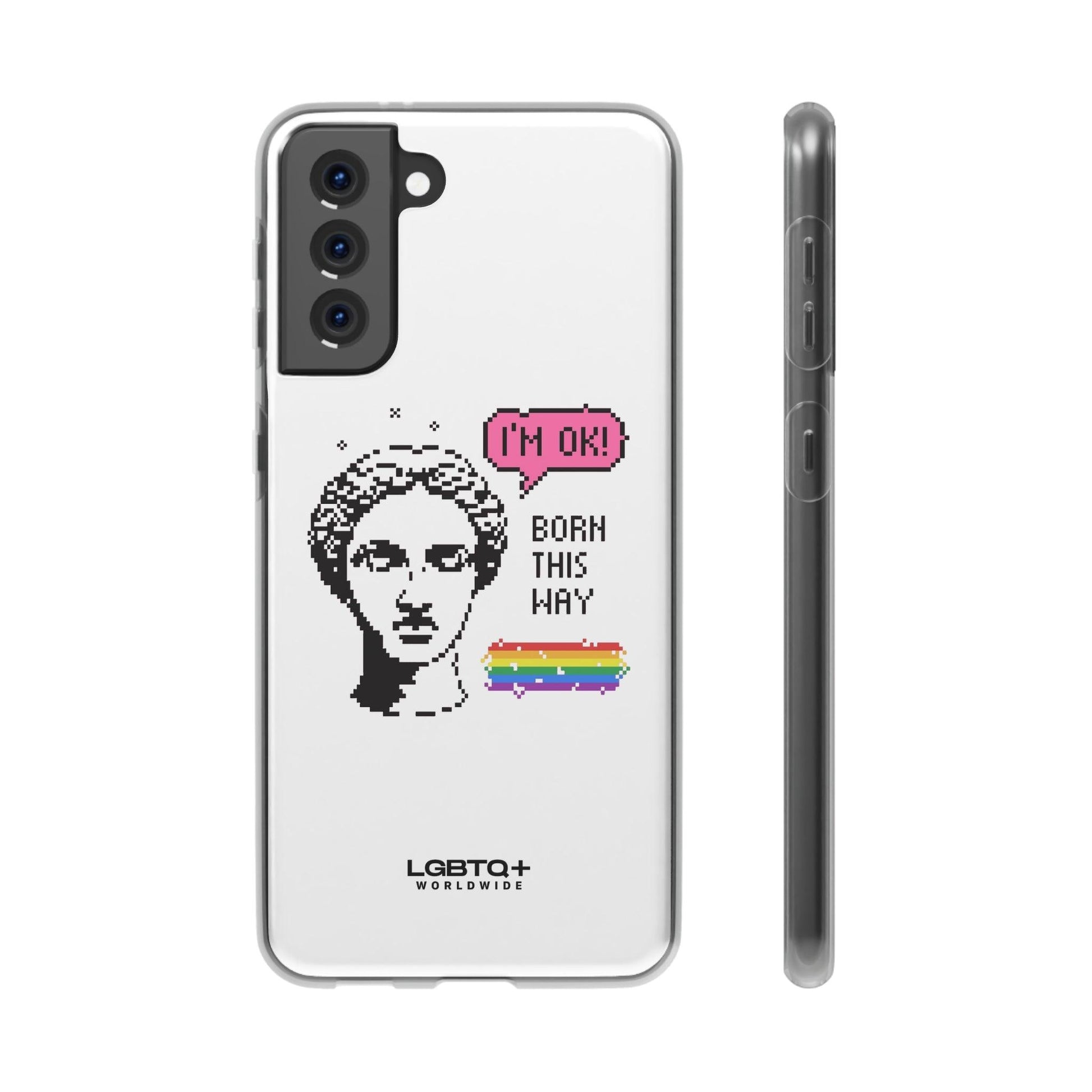 LGBTQWorldwide - ,,BORN THIS WAY" Flexible Handyhülle Accessories, Case, iPhone, iPhone Cases, Phone accessory, Phone Cases, Samsung Cases, silikon, Valentine's Day promotion lgbtq Bekleidung Accessoires unisex Zubehör