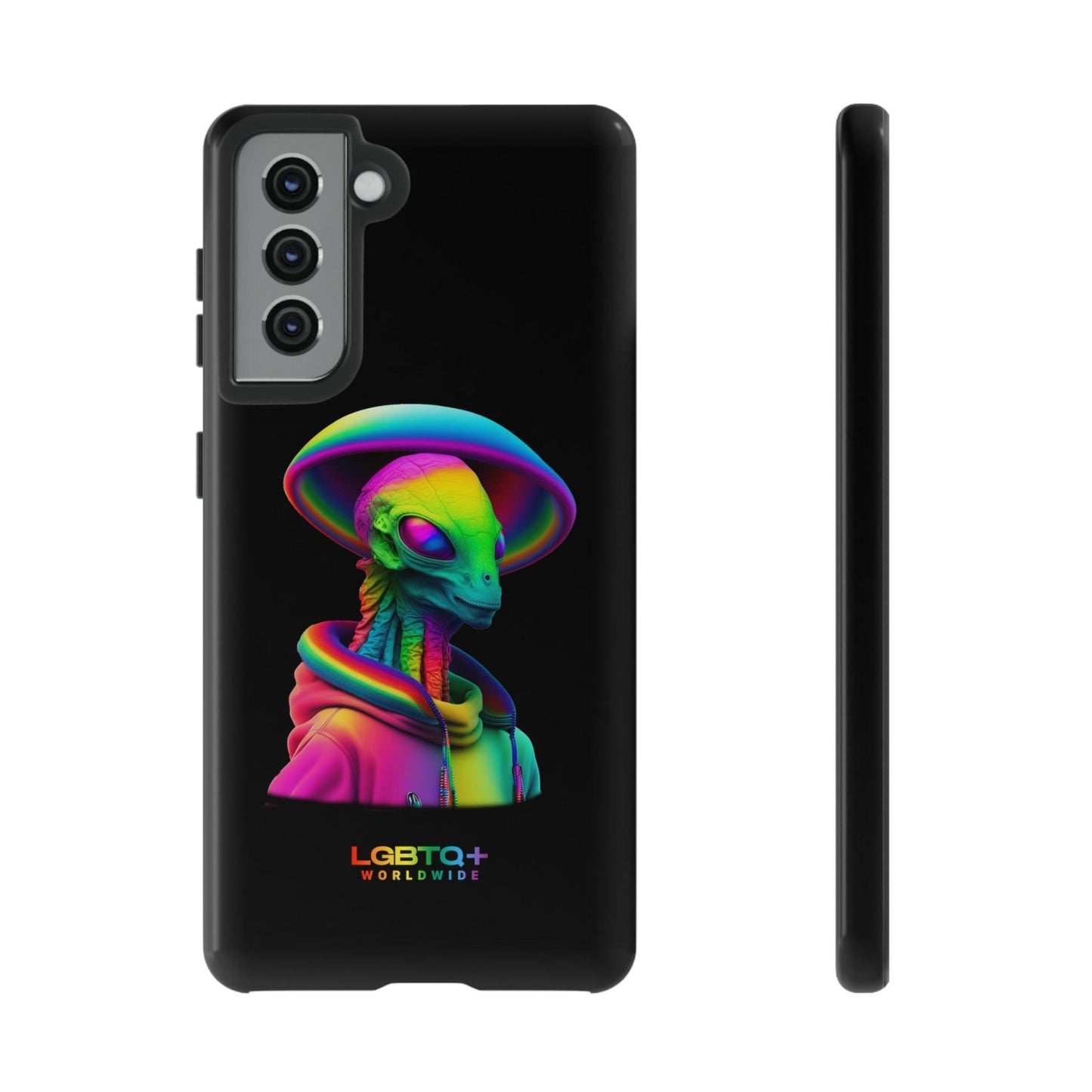 LGBTQWorldwide - ,,GLÜCKLICHES ALIEN" Doppelgehäuse Handyhülle Accessories, Glossy, iPhone Cases, Matte, Phone accessory, Phone Cases, Samsung Cases, tough, Valentine's Day Picks lgbtq Bekleidung Accessoires unisex Zubehör