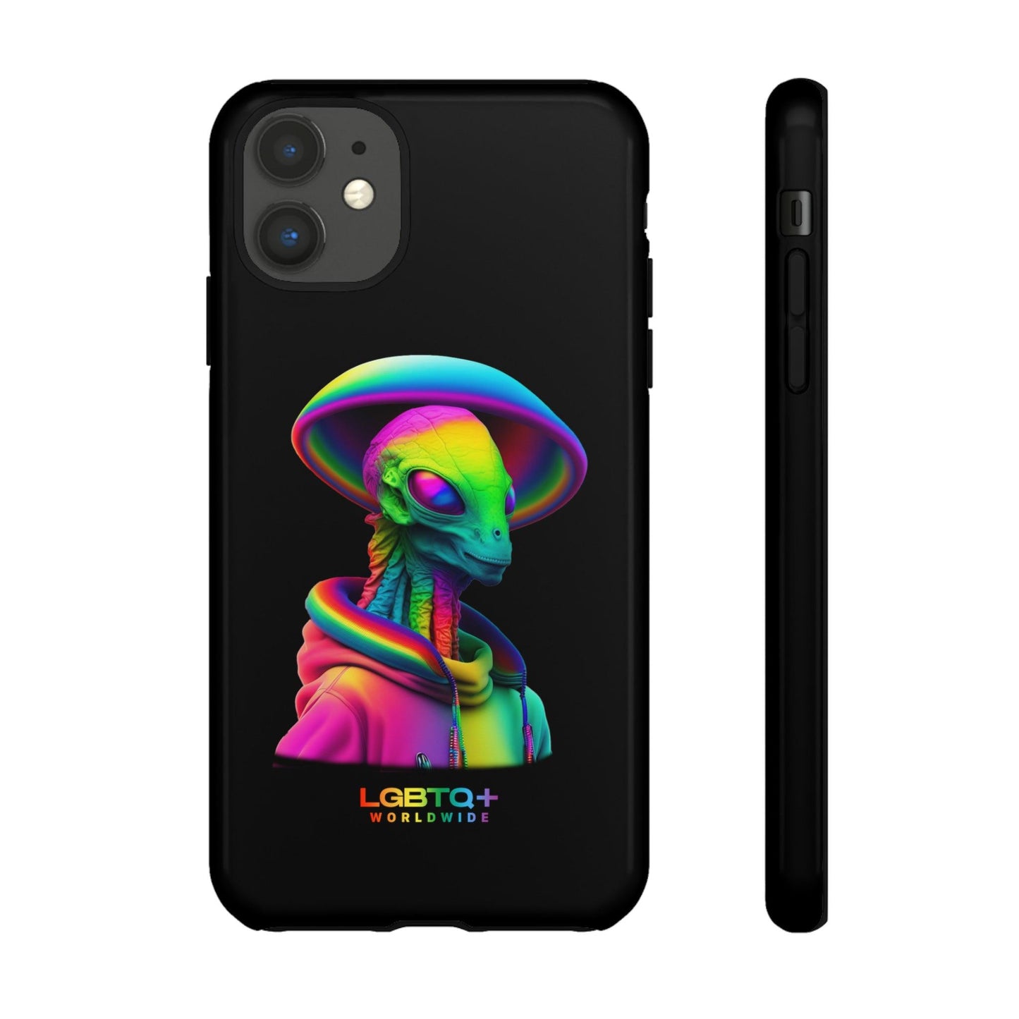 LGBTQWorldwide - ,,GLÜCKLICHES ALIEN" Doppelgehäuse Handyhülle Accessories, Glossy, iPhone Cases, Matte, Phone accessory, Phone Cases, Samsung Cases, tough, Valentine's Day Picks lgbtq Bekleidung Accessoires unisex Zubehör