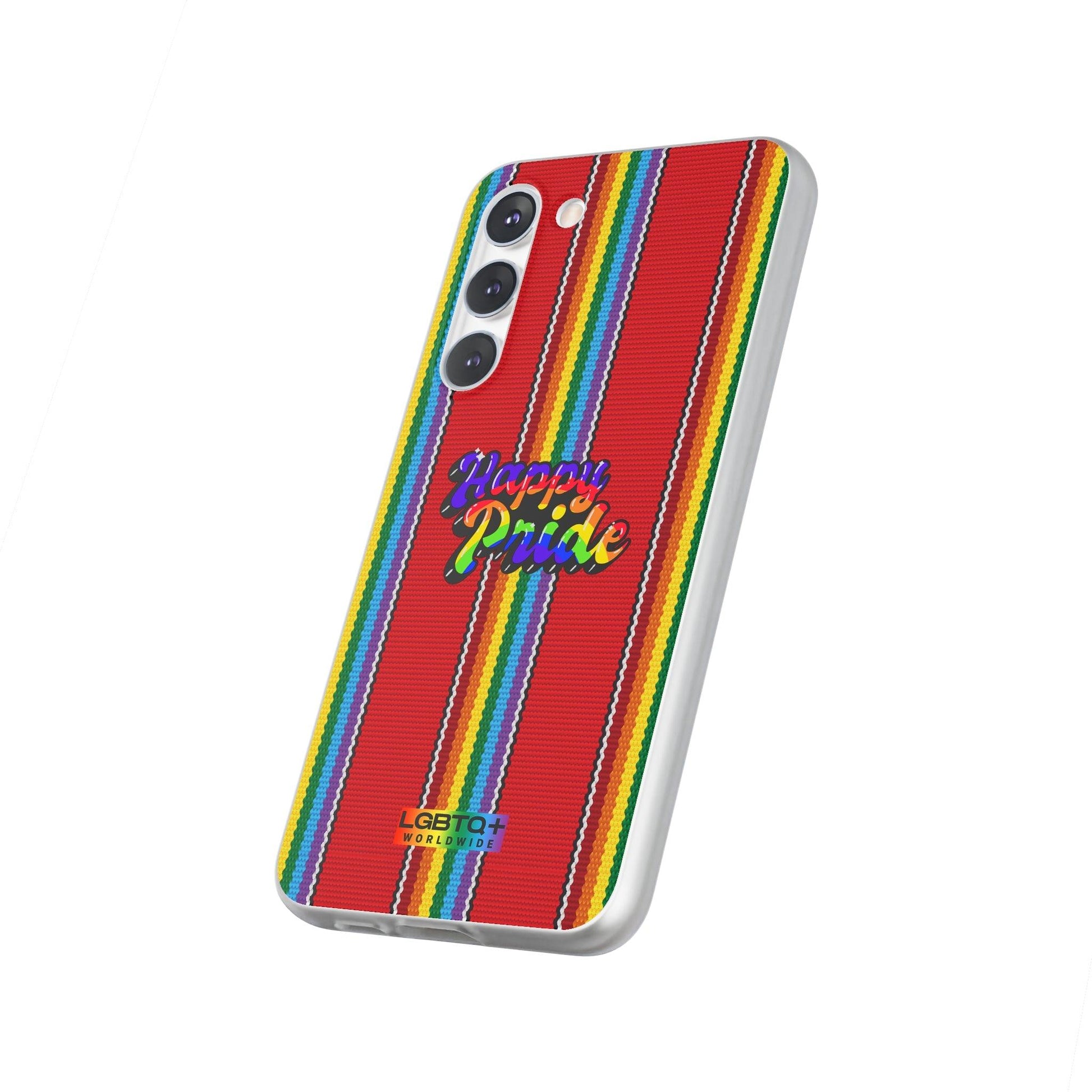 LGBTQWorldwide - ,,HAPPY PRIDE" Flexible Handyhülle Accessories, Case, iPhone, iPhone Cases, Phone accessory, Phone Cases, Samsung Cases, silikon, Valentine's Day promotion lgbtq Bekleidung Accessoires unisex Zubehör