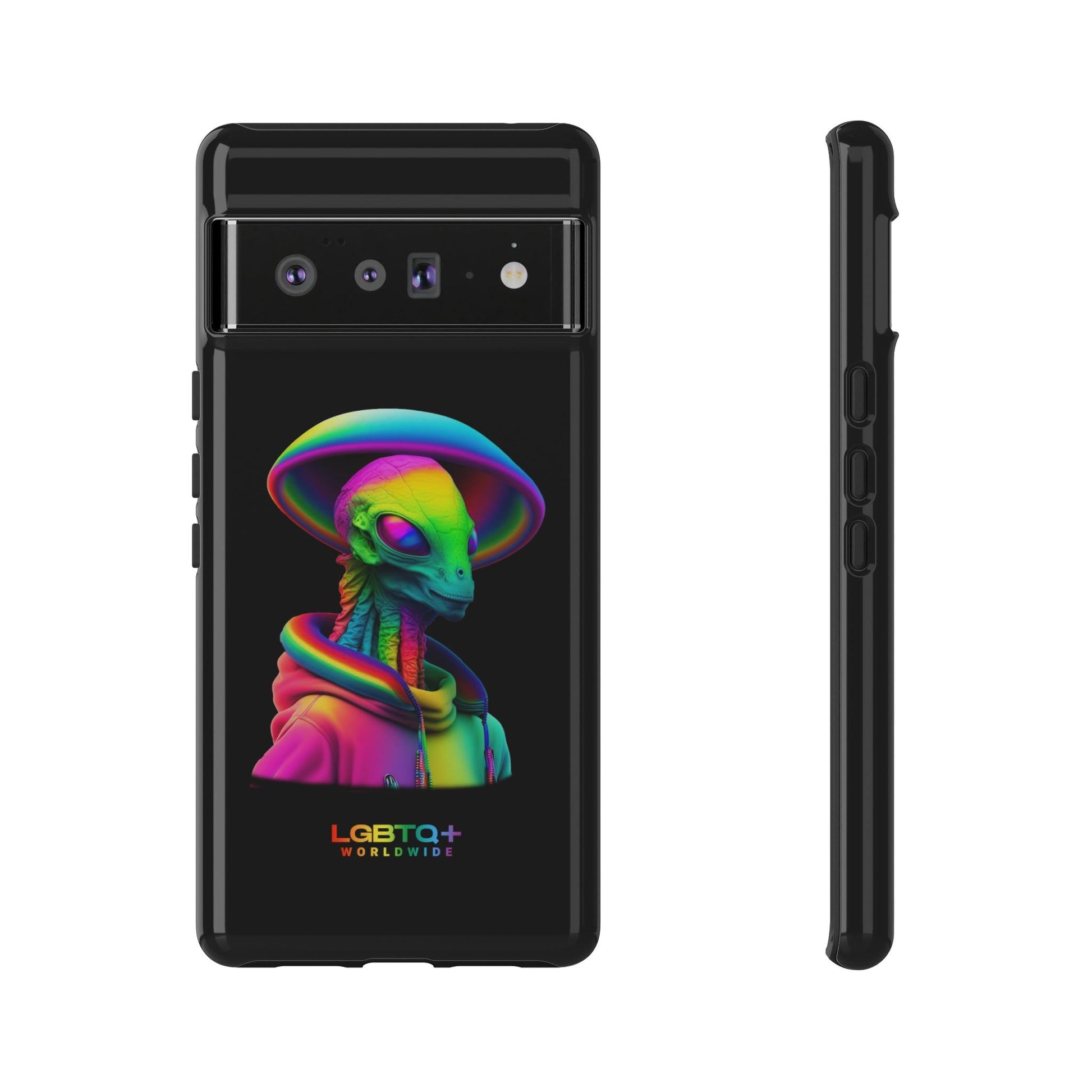 LGBTQWorldwide - ,,GLÜCKLICHES ALIEN" Doppelgehäuse Handyhülle Accessories, Glossy, iPhone Cases, Matte, Phone accessory, Phone Cases, Samsung Cases, tough, Valentine's Day Picks lgbtq Bekleidung Accessoires unisex Zubehör