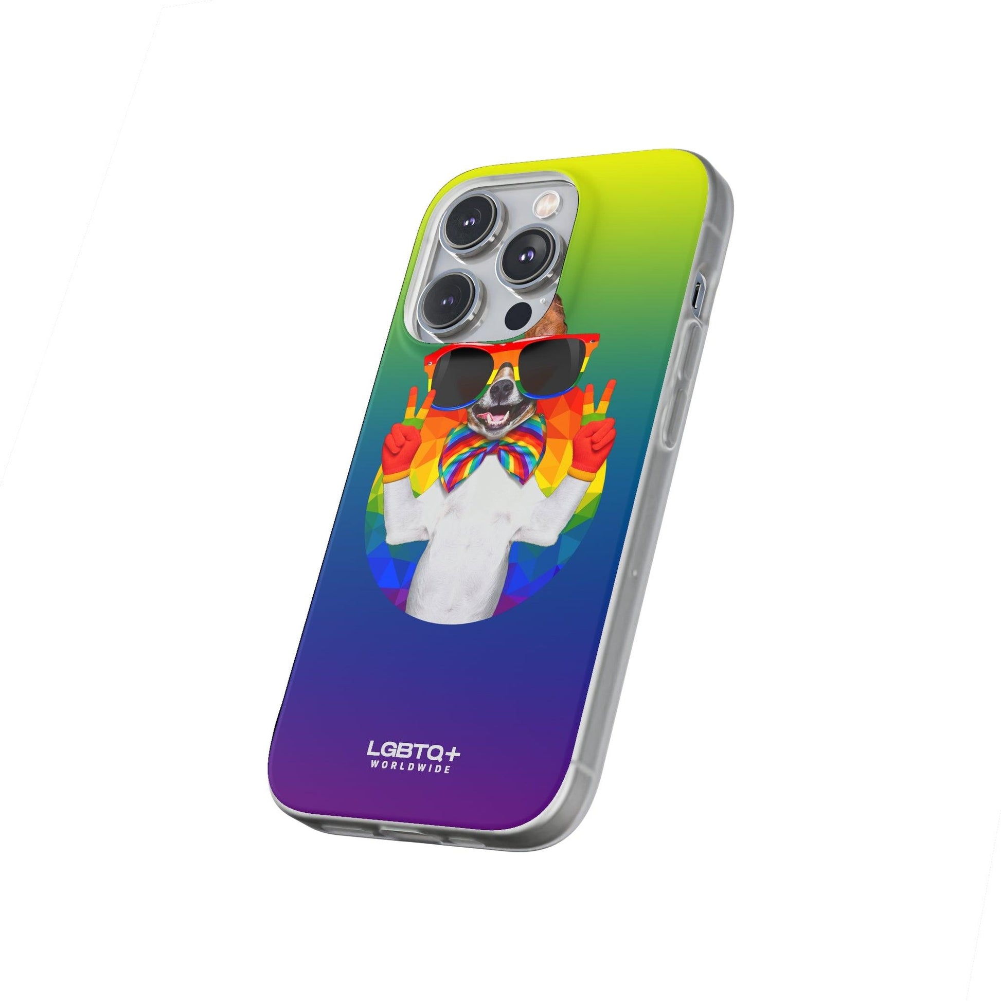 LGBTQWorldwide - ,,GLÜCKLICHER HUND" Flexible Handyhülle Accessories, Case, iPhone, iPhone Cases, Phone accessory, Phone Cases, Samsung Cases, silikon, Valentine's Day promotion lgbtq Bekleidung Accessoires unisex Zubehör