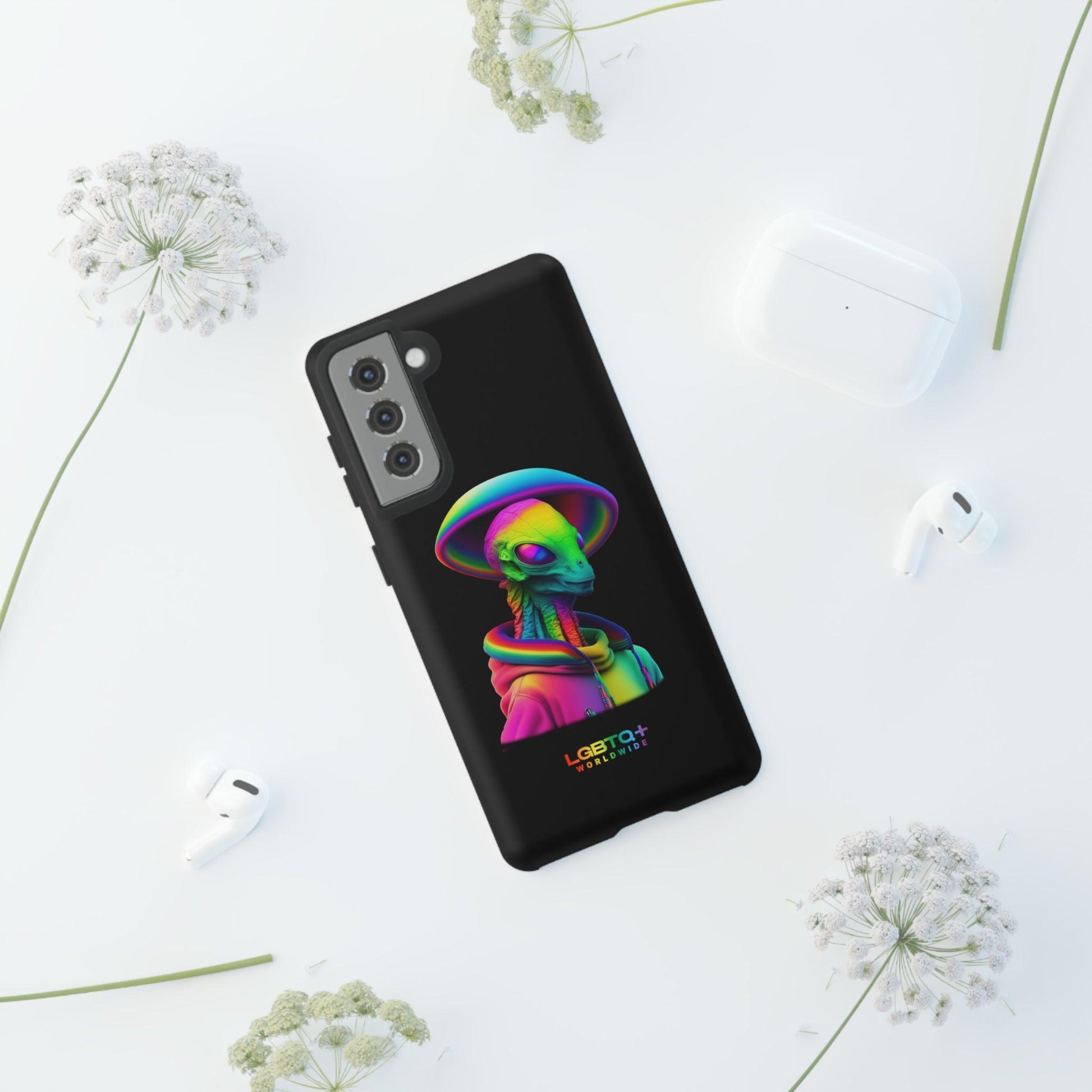 LGBTQWorldwide - ,,GLÜCKLICHES ALIEN" Doppelgehäuse Handyhülle Accessories, Glossy, iPhone Cases, Matte, Phone accessory, Phone Cases, Samsung Cases, tough, Valentine's Day Picks lgbtq Bekleidung Accessoires unisex Zubehör