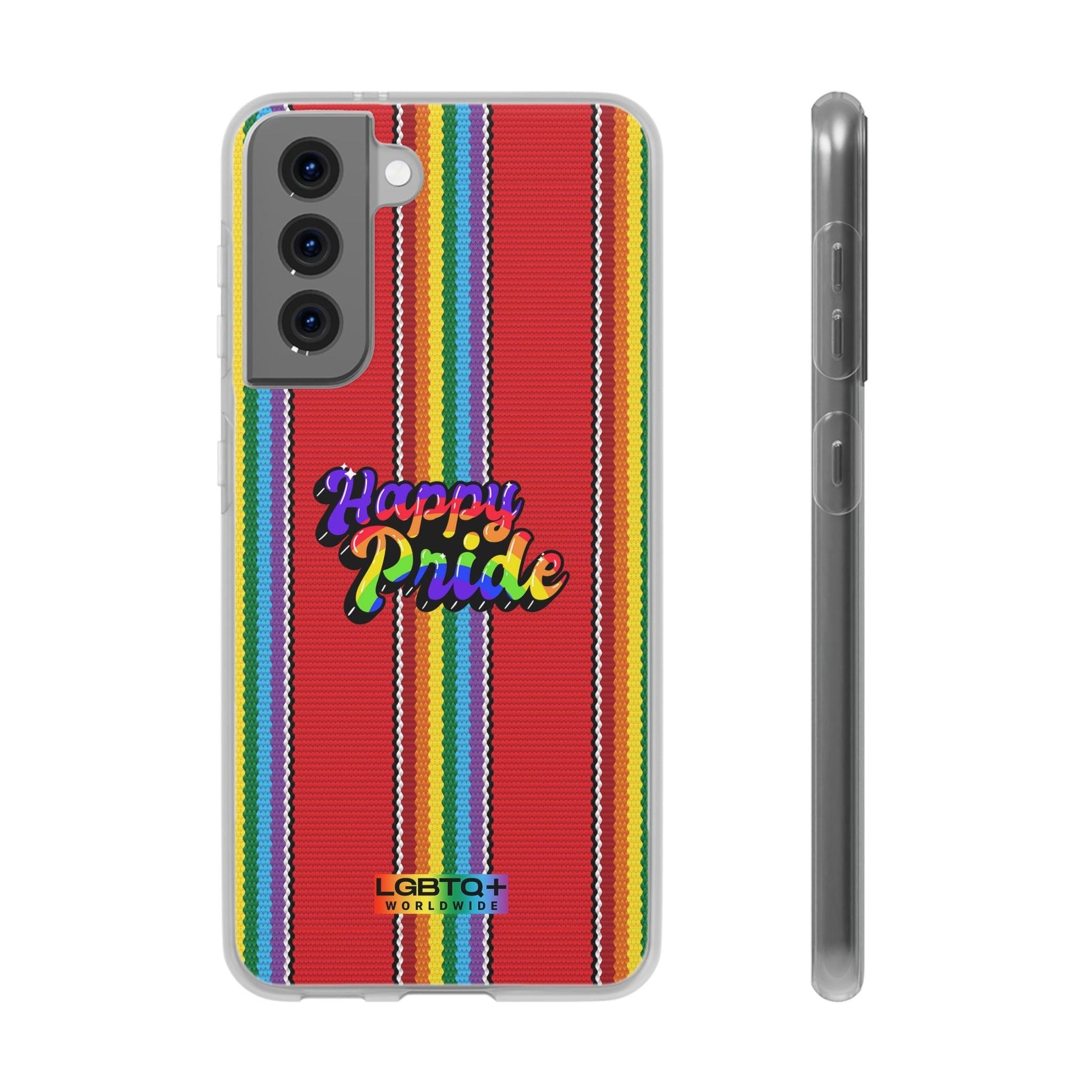 LGBTQWorldwide - ,,HAPPY PRIDE" Flexible Handyhülle Accessories, Case, iPhone, iPhone Cases, Phone accessory, Phone Cases, Samsung Cases, silikon, Valentine's Day promotion lgbtq Bekleidung Accessoires unisex Zubehör