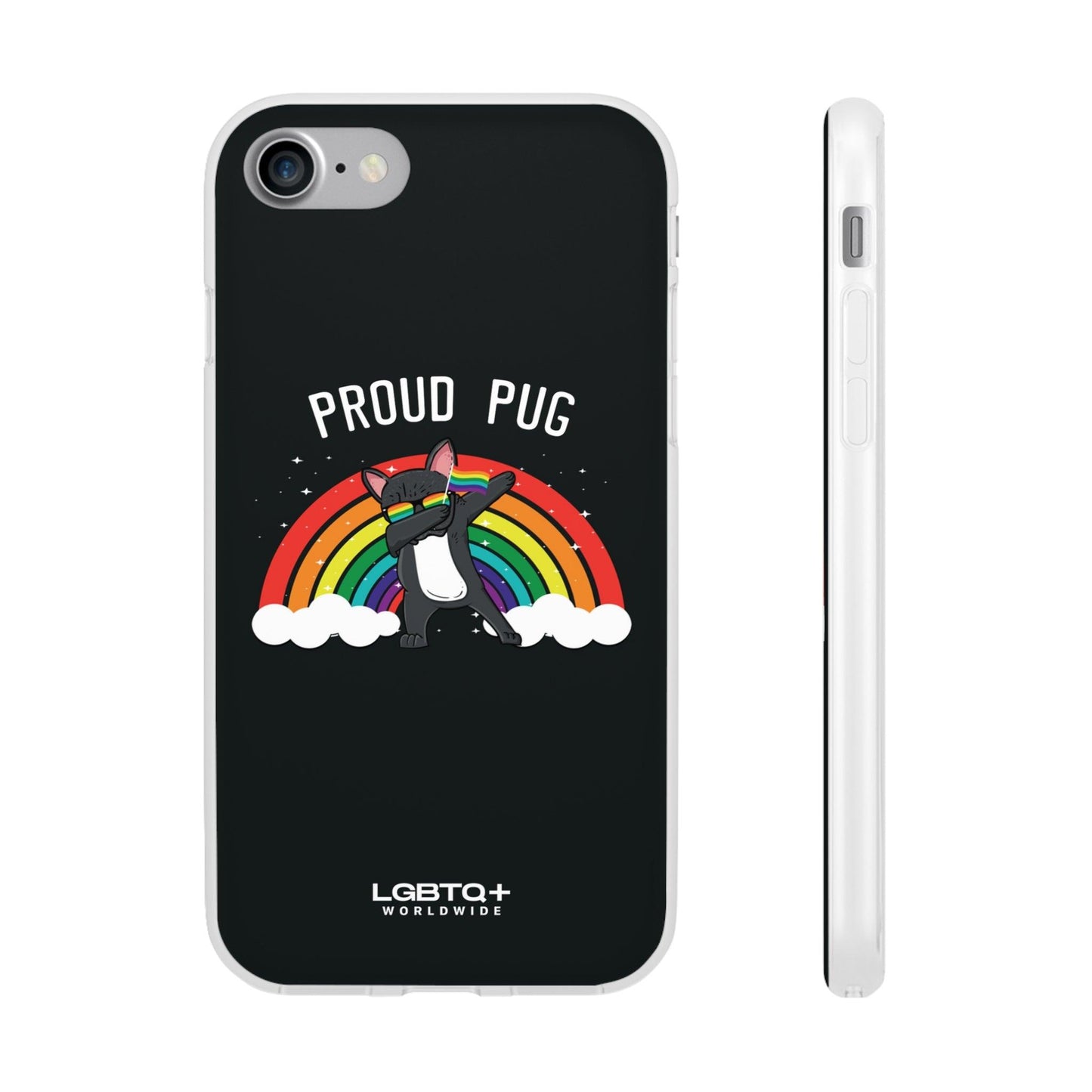 LGBTQWorldwide - ,,PROUD PUG" Flexible Handyhülle Accessories, Case, iPhone, iPhone Cases, Phone accessory, Phone Cases, Samsung Cases, silikon, Valentine's Day promotion lgbtq Bekleidung Accessoires unisex Zubehör