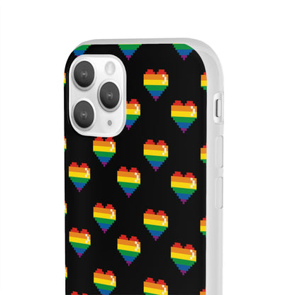 LGBTQWorldwide - ,,RETRO HERZ" Flexible Handyhülle Accessories, Case, iPhone, iPhone Cases, Phone accessory, Phone Cases, Samsung Cases, silikon, Valentine's Day promotion lgbtq Bekleidung Accessoires unisex Zubehör