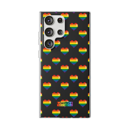 LGBTQWorldwide - ,,RETRO HERZ" Flexible Handyhülle Accessories, Case, iPhone, iPhone Cases, Phone accessory, Phone Cases, Samsung Cases, silikon, Valentine's Day promotion lgbtq Bekleidung Accessoires unisex Zubehör