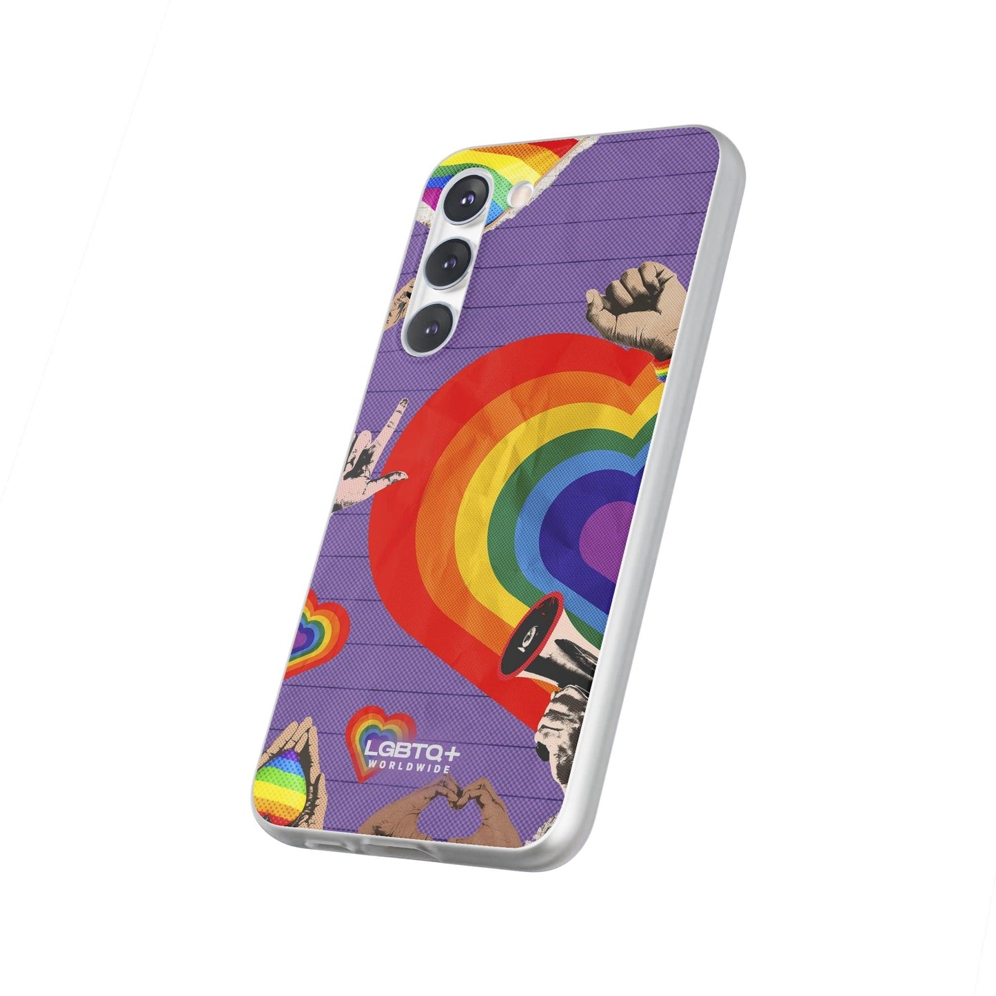 LGBTQWorldwide - ,,REGENBOGEN HERZ" Flexible Handyhülle Accessories, Case, iPhone, iPhone Cases, Phone accessory, Phone Cases, Samsung Cases, silikon, Valentine's Day promotion lgbtq Bekleidung Accessoires unisex Zubehör