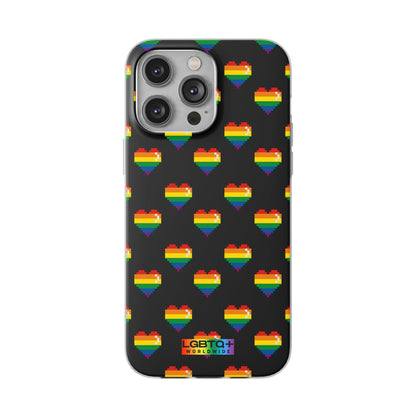 LGBTQWorldwide - ,,RETRO HERZ" Flexible Handyhülle Accessories, Case, iPhone, iPhone Cases, Phone accessory, Phone Cases, Samsung Cases, silikon, Valentine's Day promotion lgbtq Bekleidung Accessoires unisex Zubehör