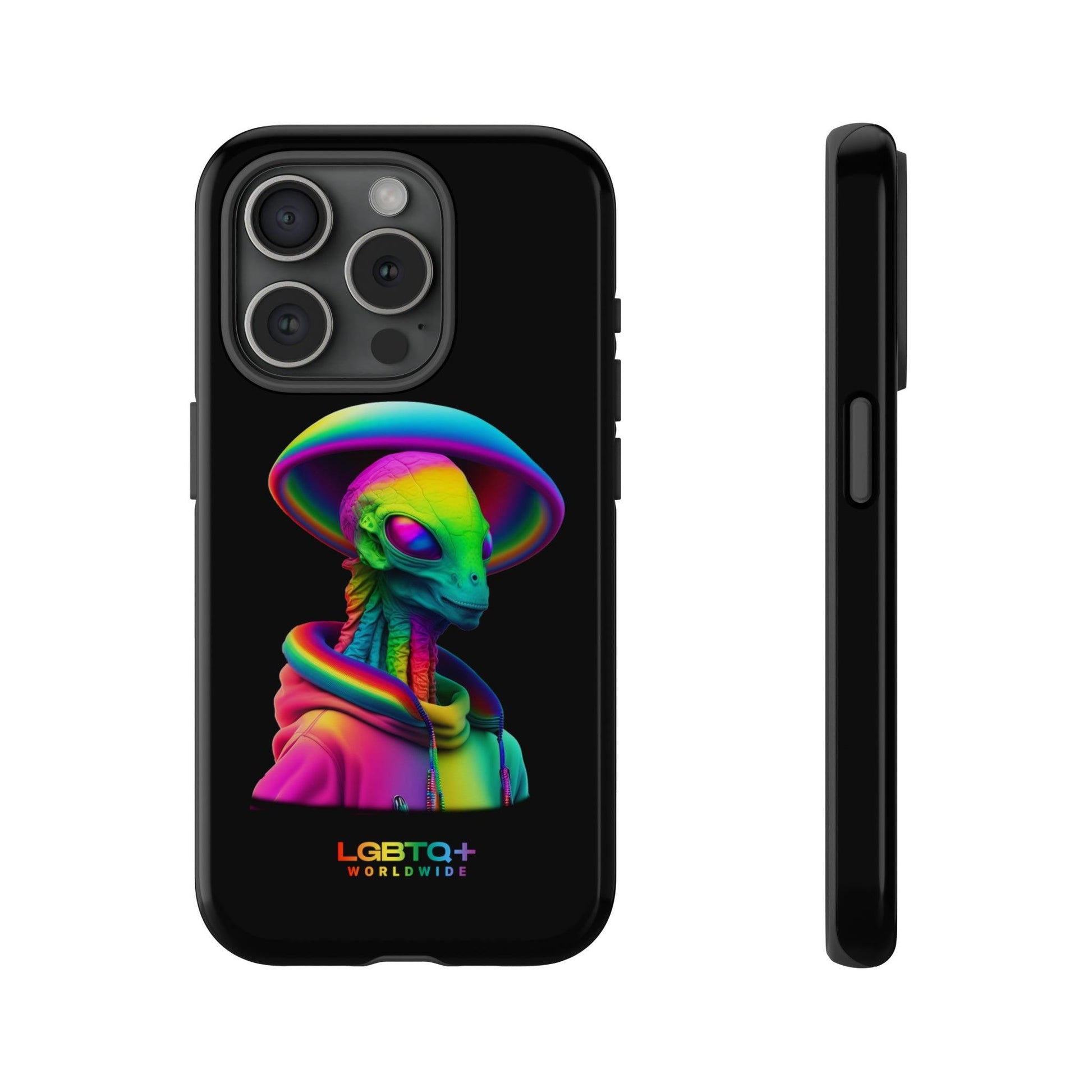 LGBTQWorldwide - ,,GLÜCKLICHES ALIEN" Doppelgehäuse Handyhülle Accessories, Glossy, iPhone Cases, Matte, Phone accessory, Phone Cases, Samsung Cases, tough, Valentine's Day Picks lgbtq Bekleidung Accessoires unisex Zubehör