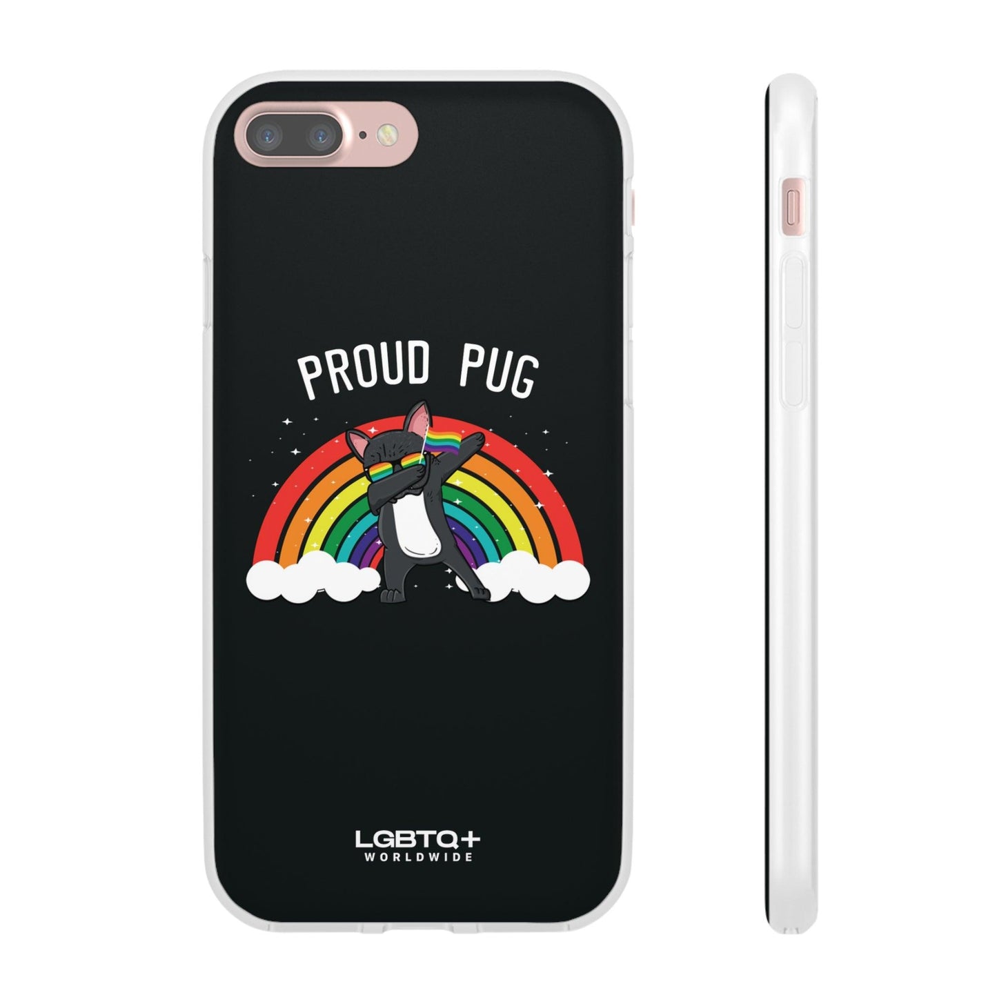 LGBTQWorldwide - ,,PROUD PUG" Flexible Handyhülle Accessories, Case, iPhone, iPhone Cases, Phone accessory, Phone Cases, Samsung Cases, silikon, Valentine's Day promotion lgbtq Bekleidung Accessoires unisex Zubehör