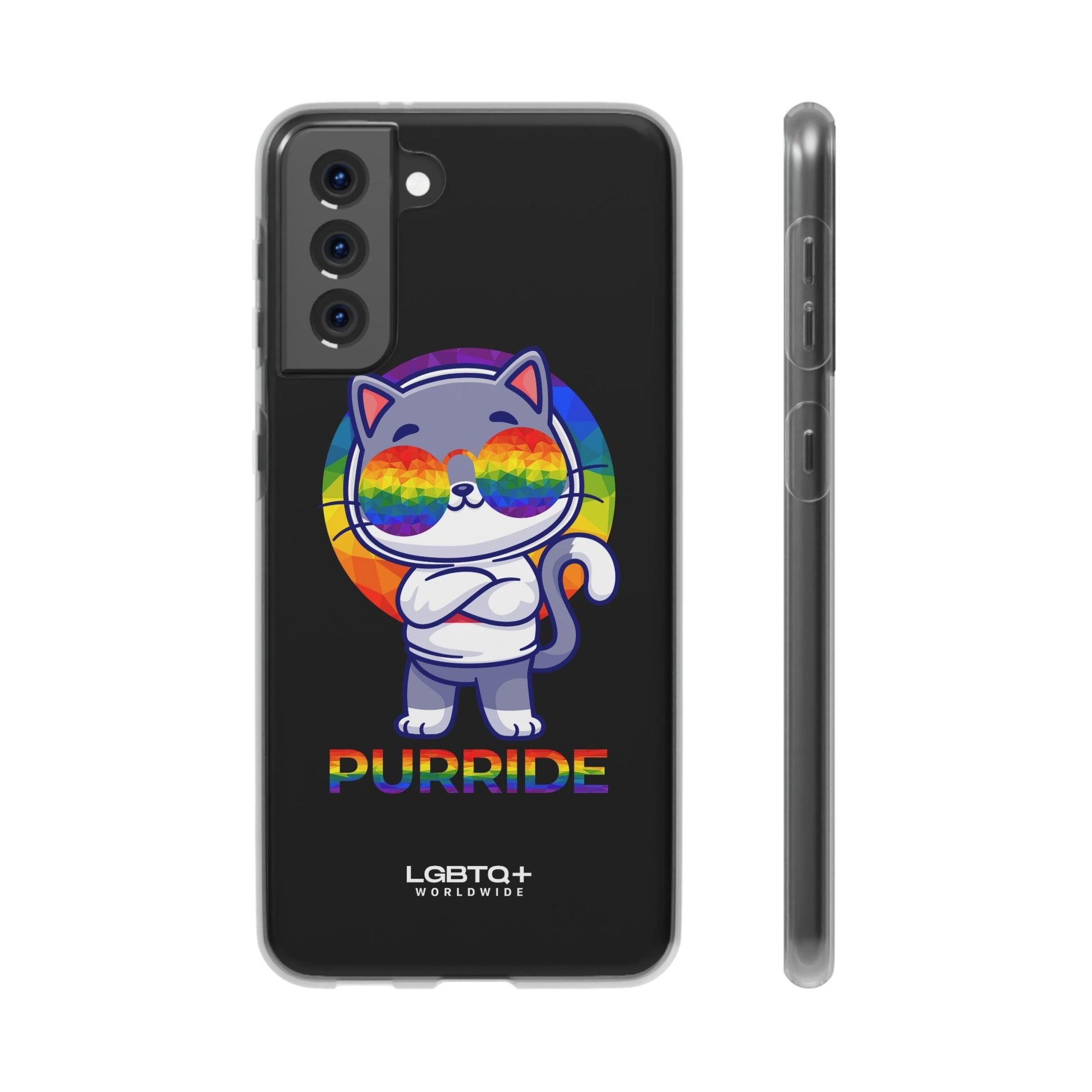 LGBTQWorldwide - ,,PURRIDE" Flexible Handyhülle Accessories, Case, iPhone, iPhone Cases, Phone accessory, Phone Cases, Samsung Cases, silikon, Valentine's Day promotion lgbtq Bekleidung Accessoires unisex Zubehör