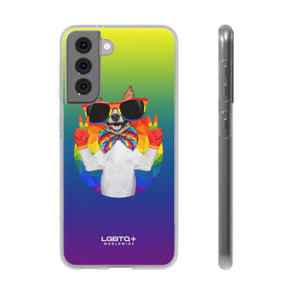 LGBTQWorldwide - ,,GLÜCKLICHER HUND" Flexible Handyhülle Accessories, Case, iPhone, iPhone Cases, Phone accessory, Phone Cases, Samsung Cases, silikon, Valentine's Day promotion lgbtq Bekleidung Accessoires unisex Zubehör