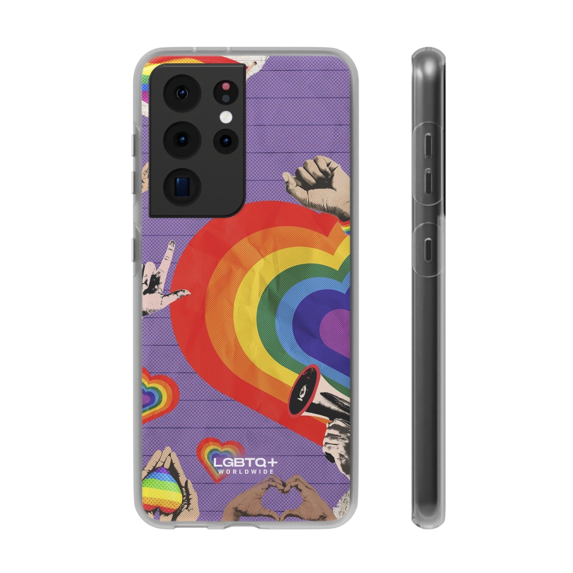 LGBTQWorldwide - ,,REGENBOGEN HERZ" Flexible Handyhülle Accessories, Case, iPhone, iPhone Cases, Phone accessory, Phone Cases, Samsung Cases, silikon, Valentine's Day promotion lgbtq Bekleidung Accessoires unisex Zubehör