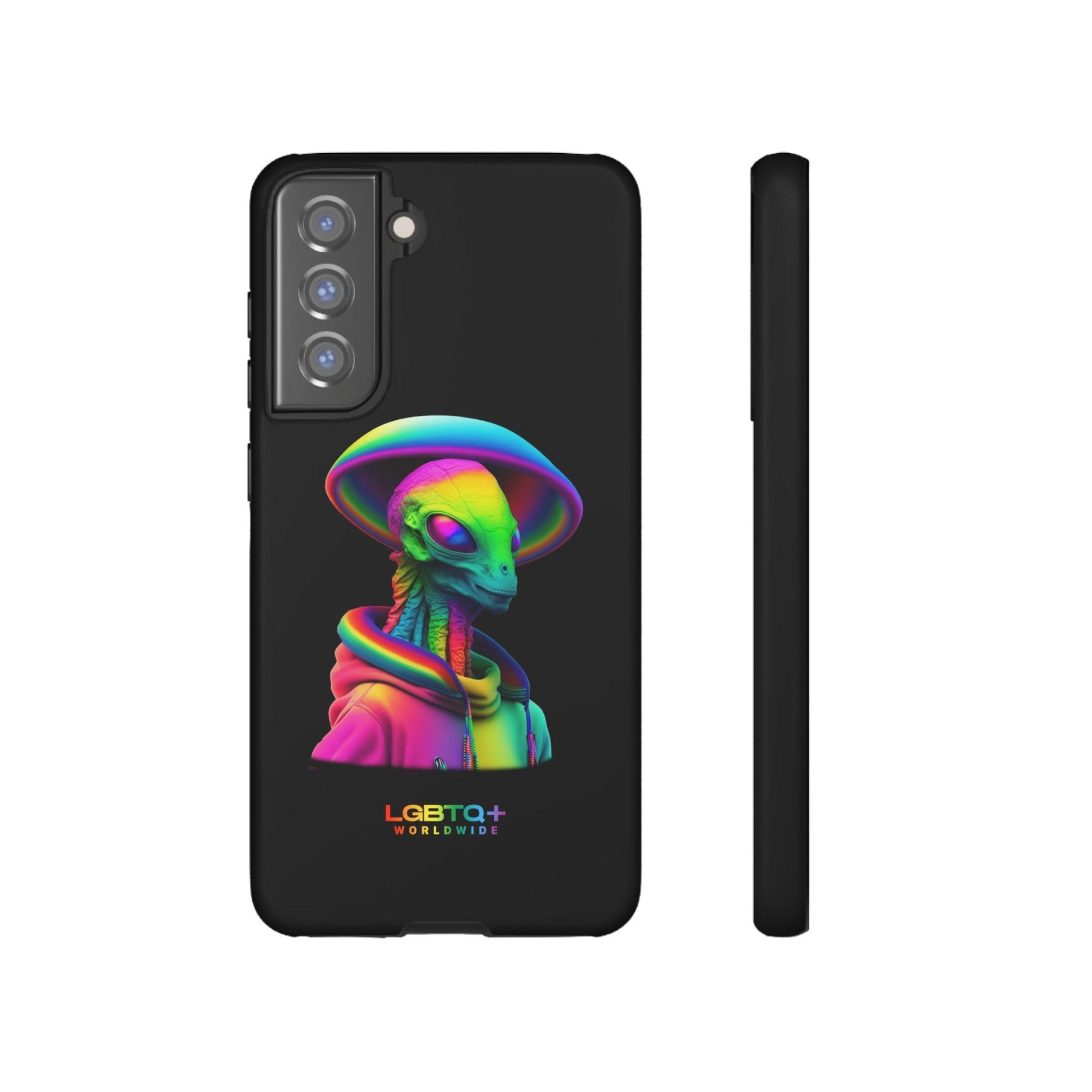 LGBTQWorldwide - ,,GLÜCKLICHES ALIEN" Doppelgehäuse Handyhülle Accessories, Glossy, iPhone Cases, Matte, Phone accessory, Phone Cases, Samsung Cases, tough, Valentine's Day Picks lgbtq Bekleidung Accessoires unisex Zubehör