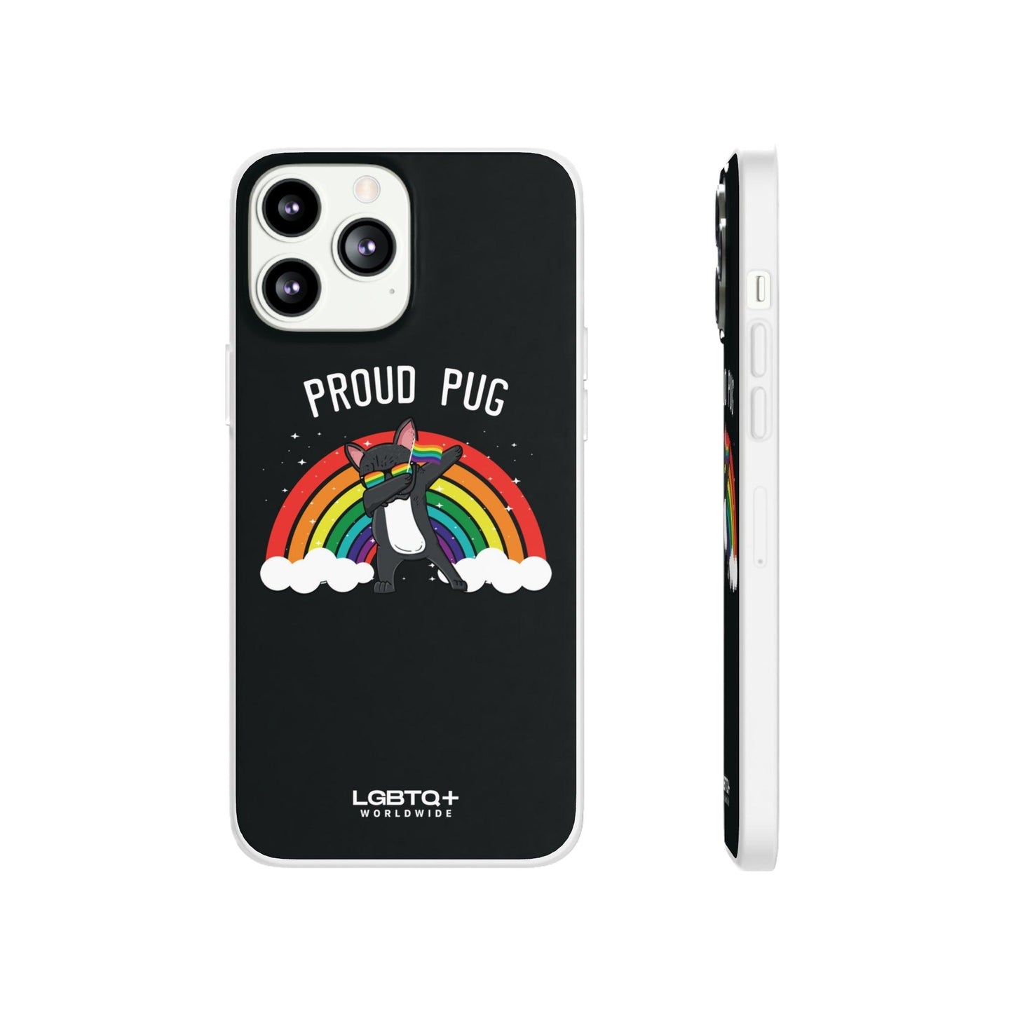 LGBTQWorldwide - ,,PROUD PUG" Flexible Handyhülle Accessories, Case, iPhone, iPhone Cases, Phone accessory, Phone Cases, Samsung Cases, silikon, Valentine's Day promotion lgbtq Bekleidung Accessoires unisex Zubehör