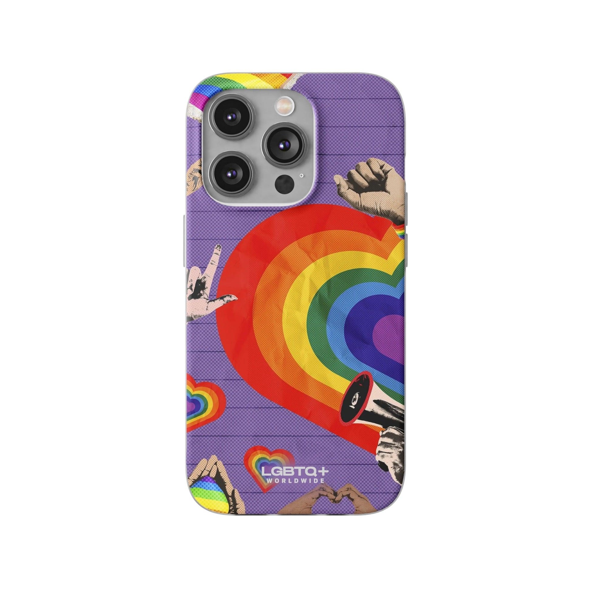 LGBTQWorldwide - ,,REGENBOGEN HERZ" Flexible Handyhülle Accessories, Case, iPhone, iPhone Cases, Phone accessory, Phone Cases, Samsung Cases, silikon, Valentine's Day promotion lgbtq Bekleidung Accessoires unisex Zubehör