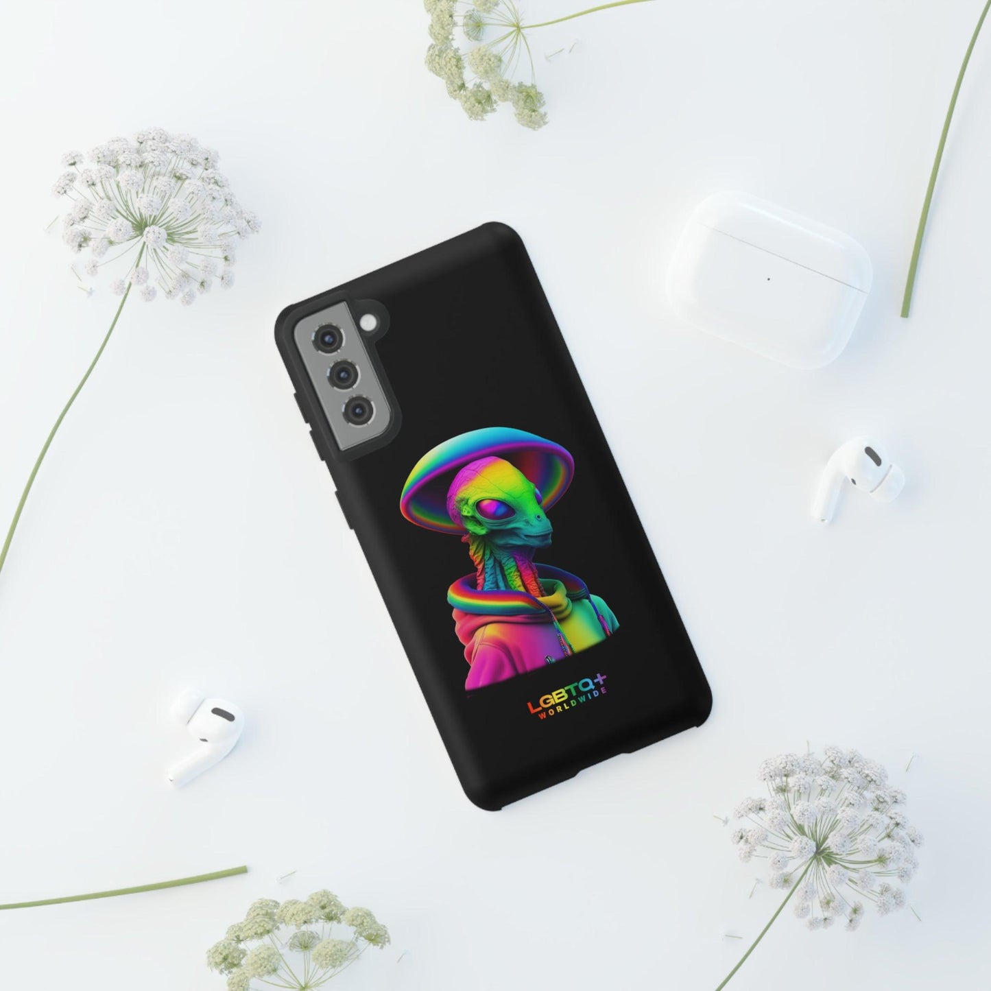 LGBTQWorldwide - ,,GLÜCKLICHES ALIEN" Doppelgehäuse Handyhülle Accessories, Glossy, iPhone Cases, Matte, Phone accessory, Phone Cases, Samsung Cases, tough, Valentine's Day Picks lgbtq Bekleidung Accessoires unisex Zubehör