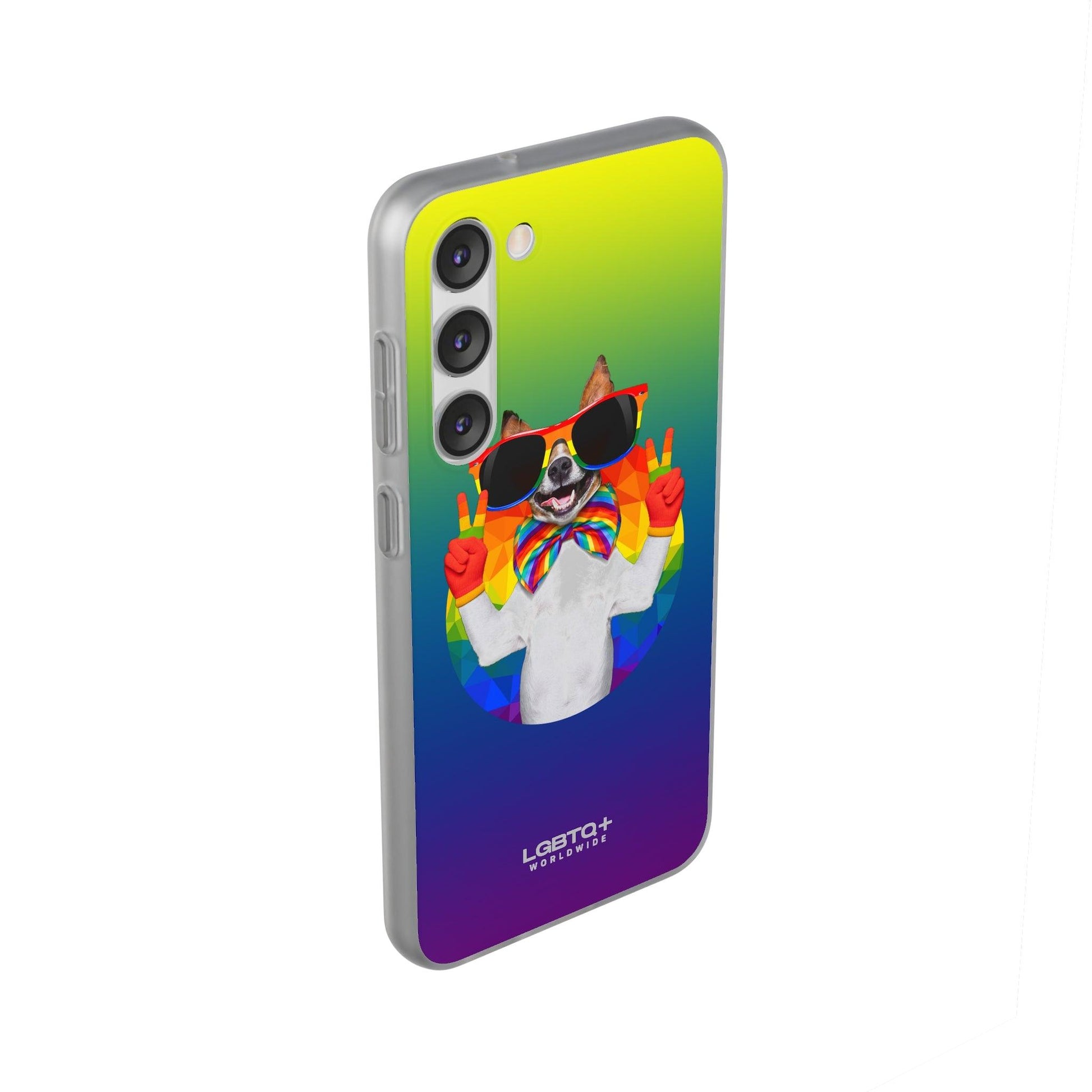 LGBTQWorldwide - ,,GLÜCKLICHER HUND" Flexible Handyhülle Accessories, Case, iPhone, iPhone Cases, Phone accessory, Phone Cases, Samsung Cases, silikon, Valentine's Day promotion lgbtq Bekleidung Accessoires unisex Zubehör