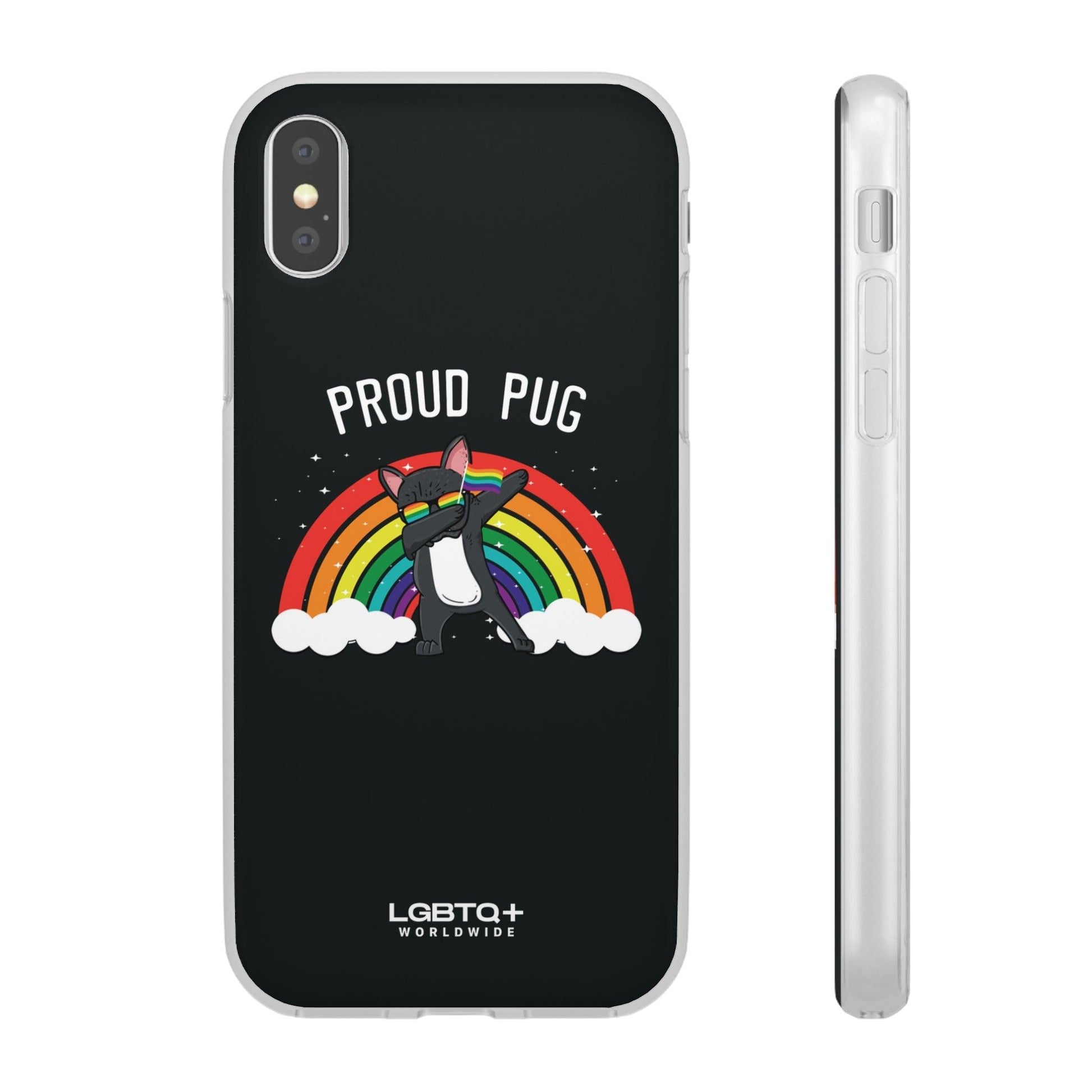 LGBTQWorldwide - ,,PROUD PUG" Flexible Handyhülle Accessories, Case, iPhone, iPhone Cases, Phone accessory, Phone Cases, Samsung Cases, silikon, Valentine's Day promotion lgbtq Bekleidung Accessoires unisex Zubehör