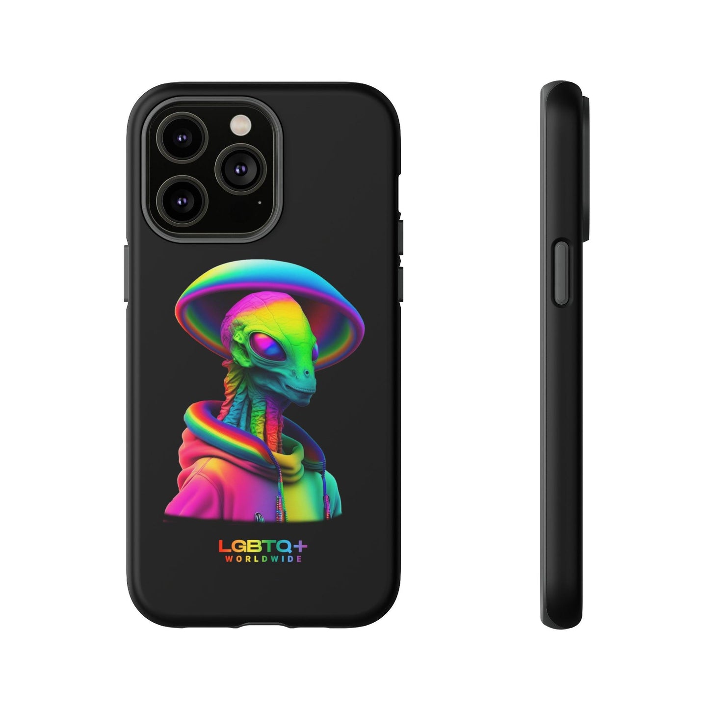 LGBTQWorldwide - ,,GLÜCKLICHES ALIEN" Doppelgehäuse Handyhülle Accessories, Glossy, iPhone Cases, Matte, Phone accessory, Phone Cases, Samsung Cases, tough, Valentine's Day Picks lgbtq Bekleidung Accessoires unisex Zubehör